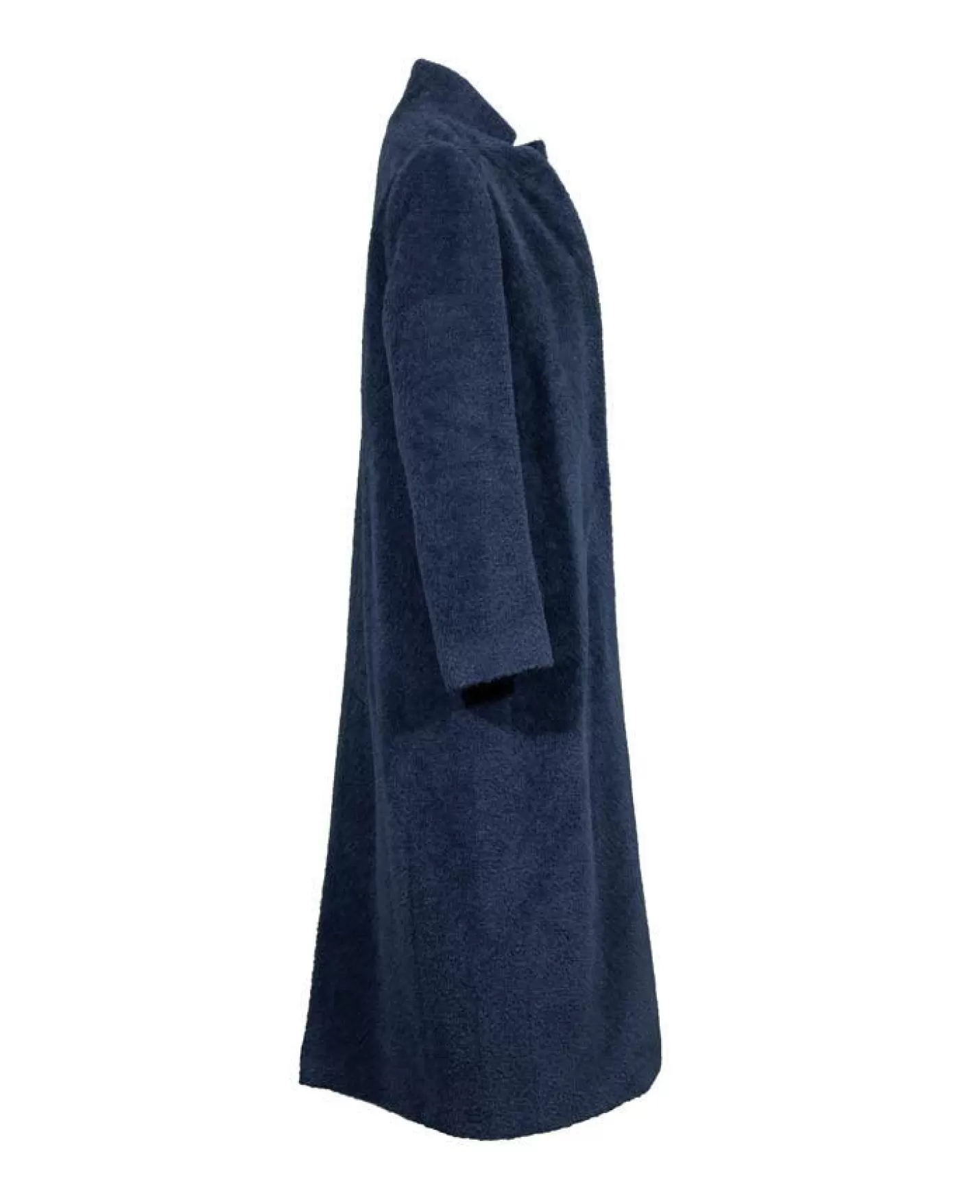 Cinzia Rocca Notch Collar Wool Alpaca Maxi Coat Indigo Flash Sale
