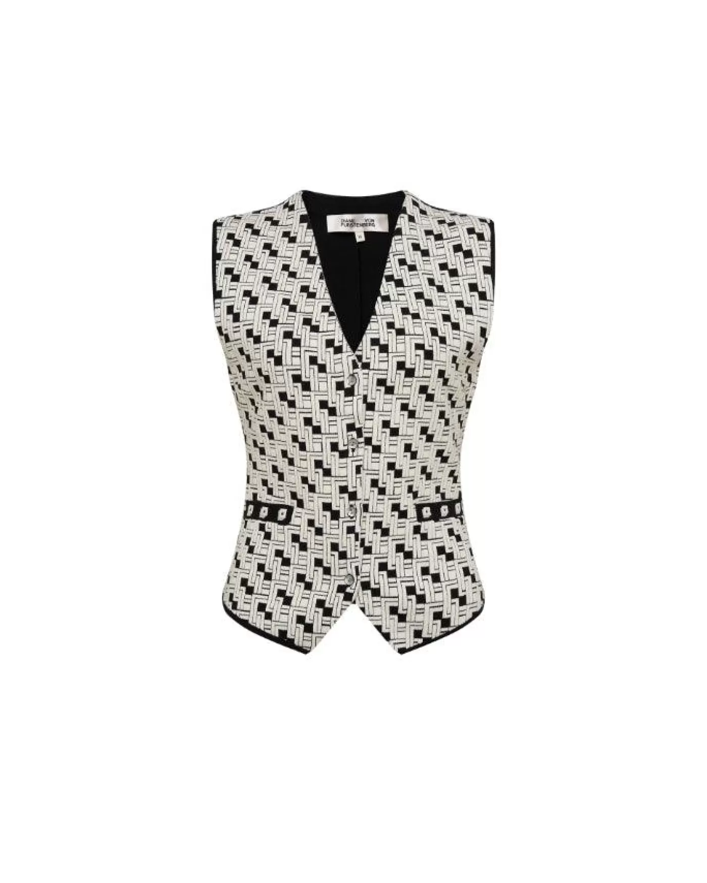 Diane Von Furstenberg Jill Jacquard Vest VINYLLINKSIVORY New