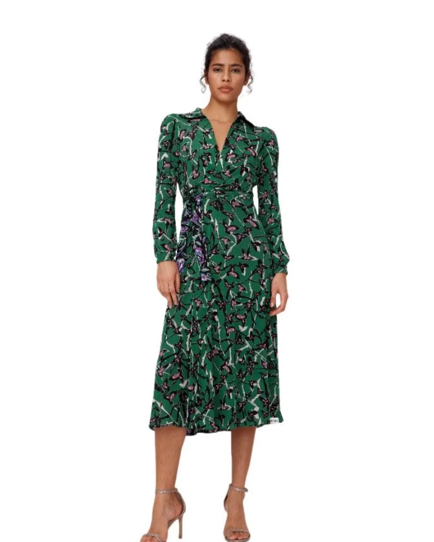 Diane Von Furstenberg Phoenix Reversible Mesh Wrap Dress TULIPFIELDSVIOLET/CLOVERTGSGREEN Best