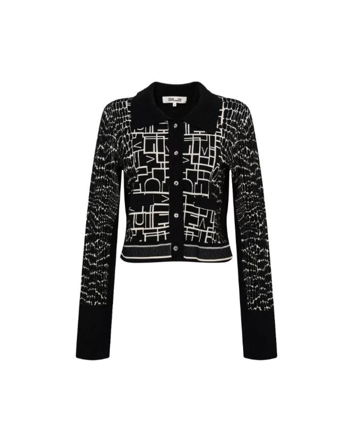 Diane Von Furstenberg Riva Cardigan DVFLOGO/LEOPARDBLACK Sale
