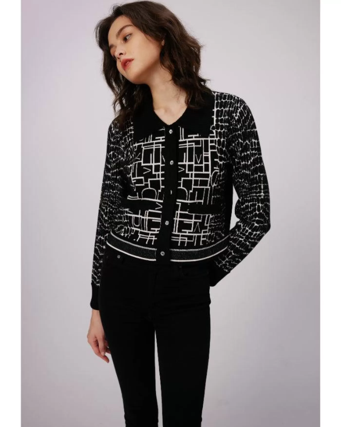 Diane Von Furstenberg Riva Cardigan DVFLOGO/LEOPARDBLACK Sale