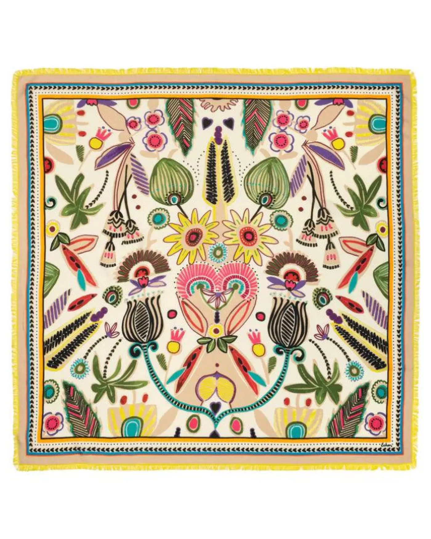 Echo Folk Floral Oversized Square Scarf VANILLA Hot
