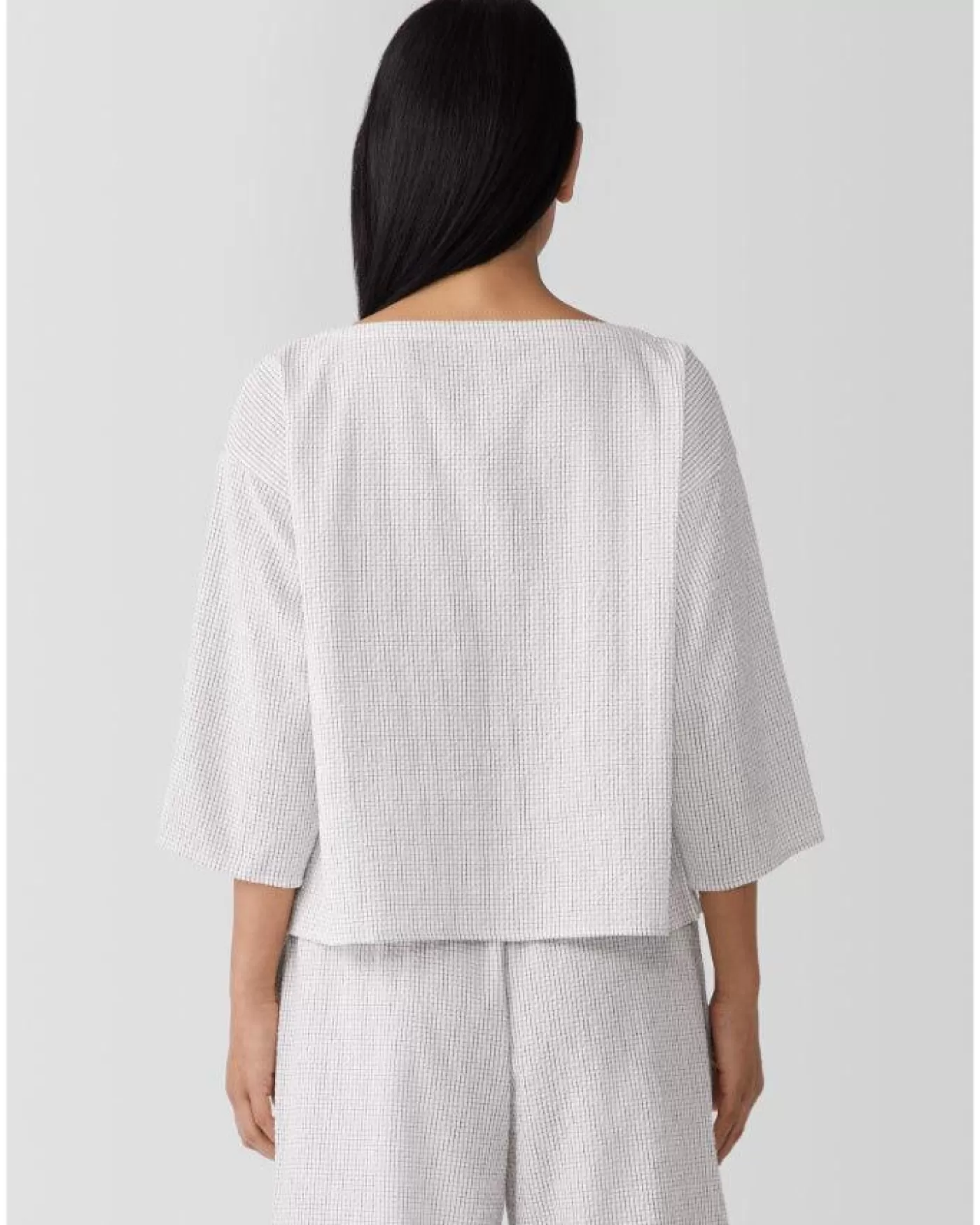 Eileen Fisher Bateau Neck 3/4 Sleeve Box Top White Shop