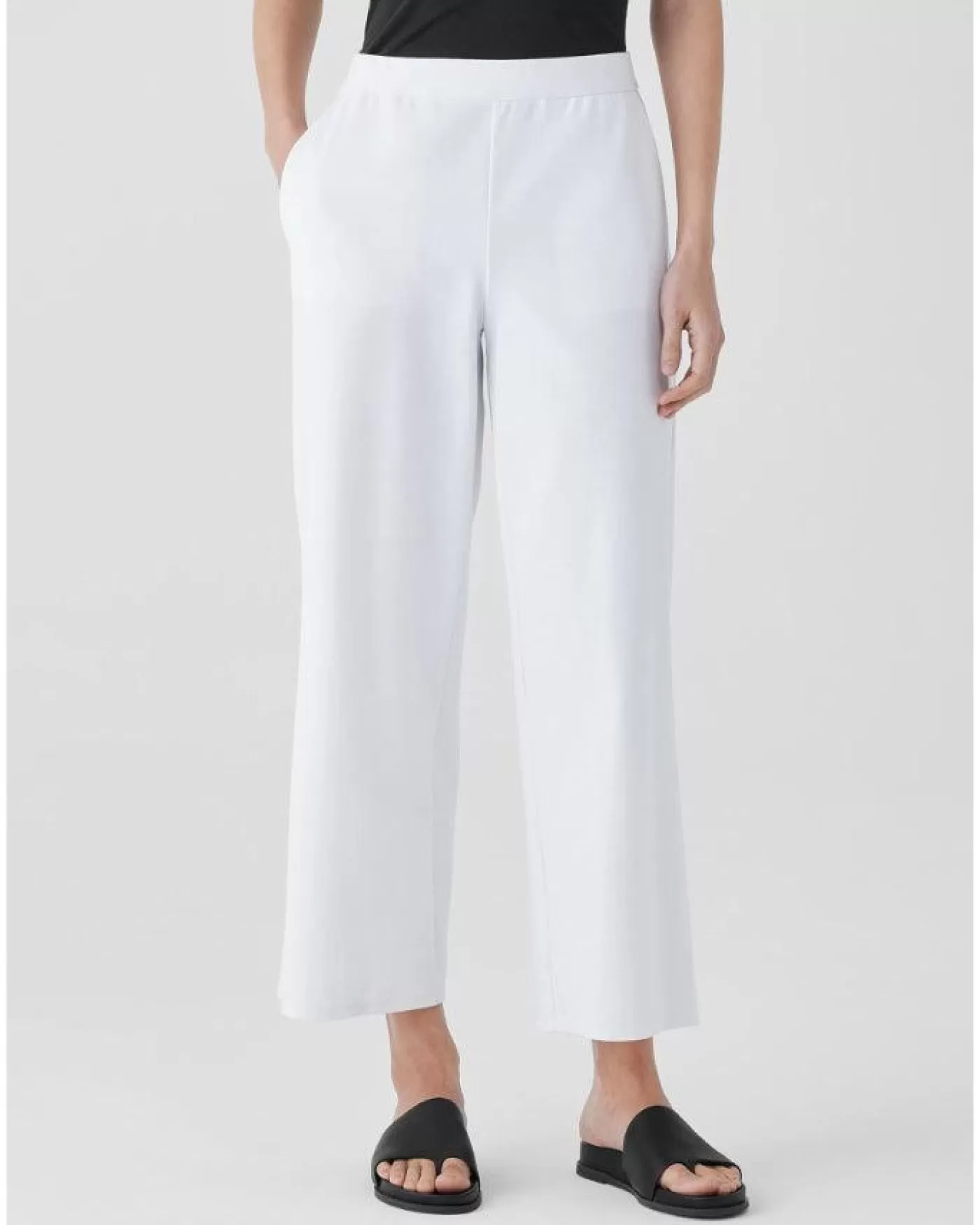 Eileen Fisher Cotton Blend Ponte Wide Leg Pant White Sale