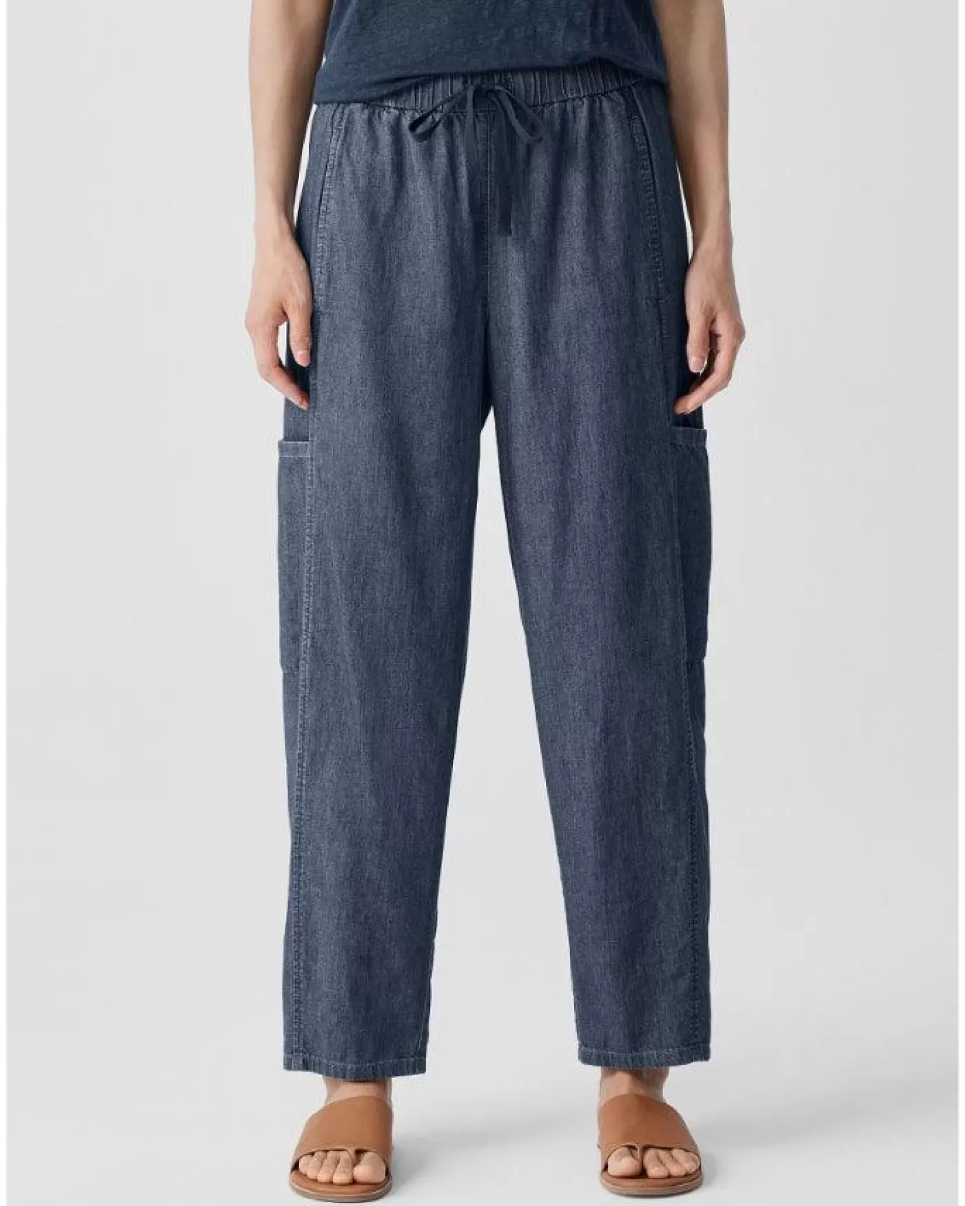 Eileen Fisher Cotton Lantern Cargo Pant Denim Discount