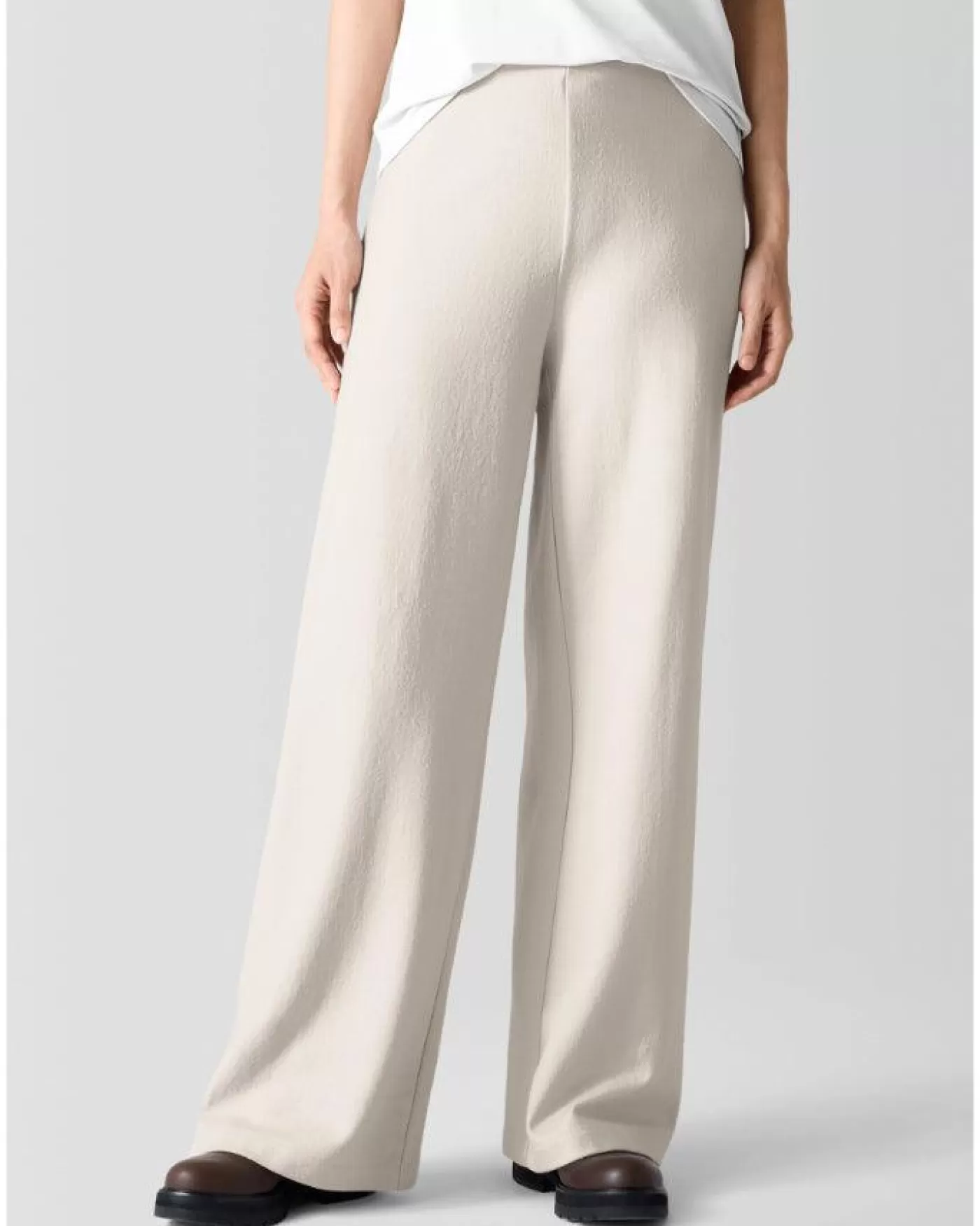 Eileen Fisher Felted Wool Jersey Wide Leg Pant Dove Online