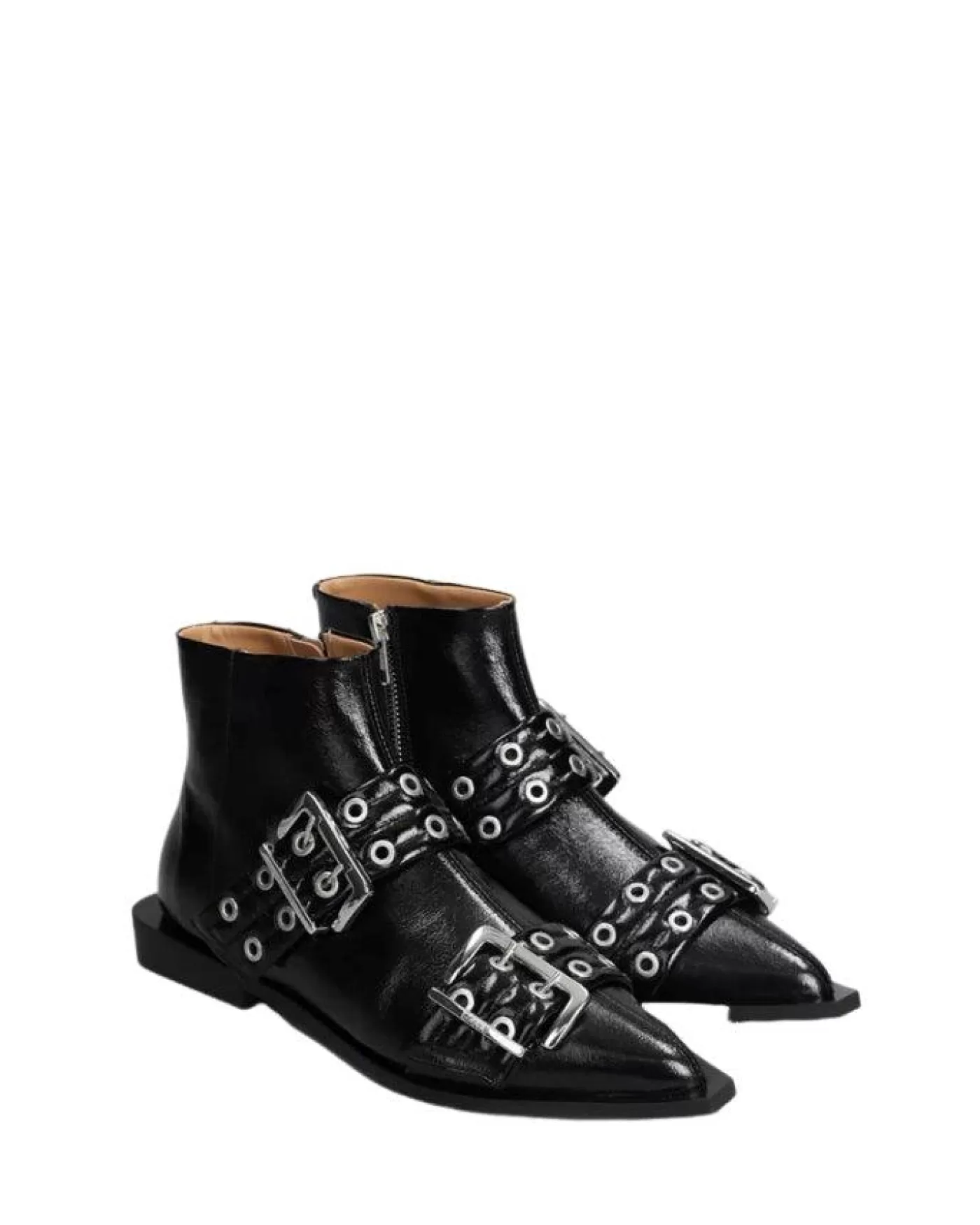 Ganni Buckle Flat Boot BLACK Hot