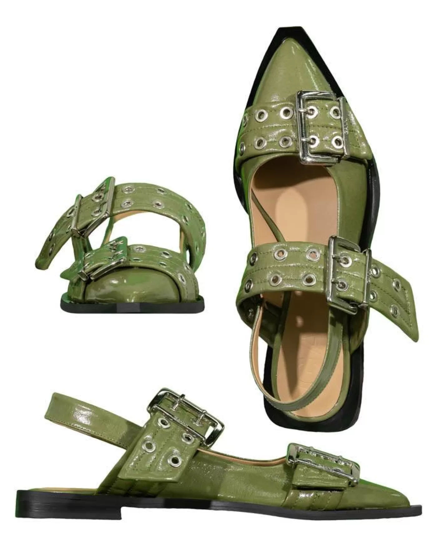 Ganni Feminine Buckle Ballerina Shoes KALAMATA Hot