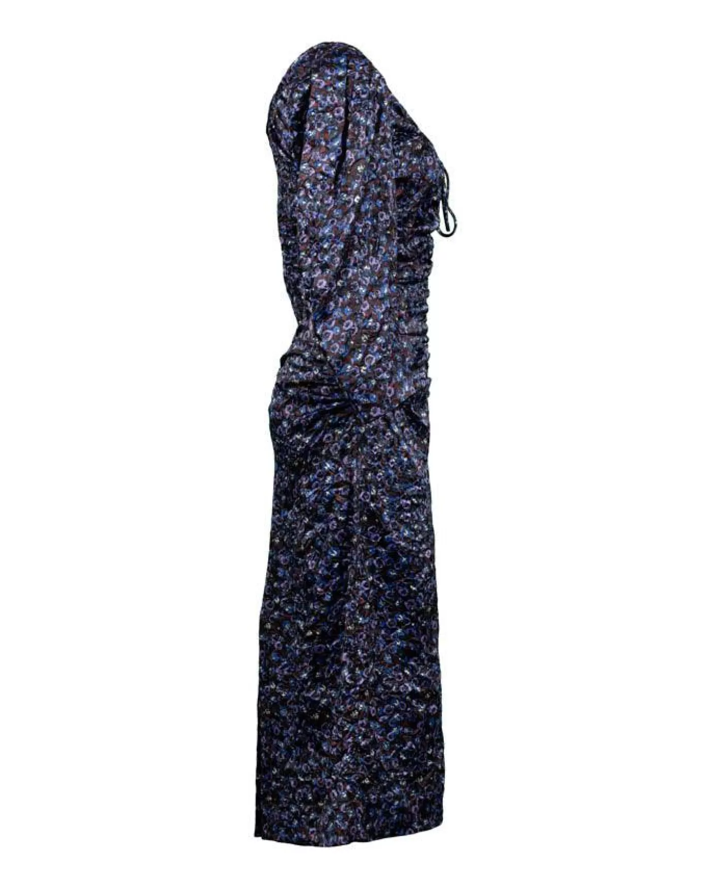 Ganni Floral Crinkled Satin U-Neck Midi Dress BLACK Sale