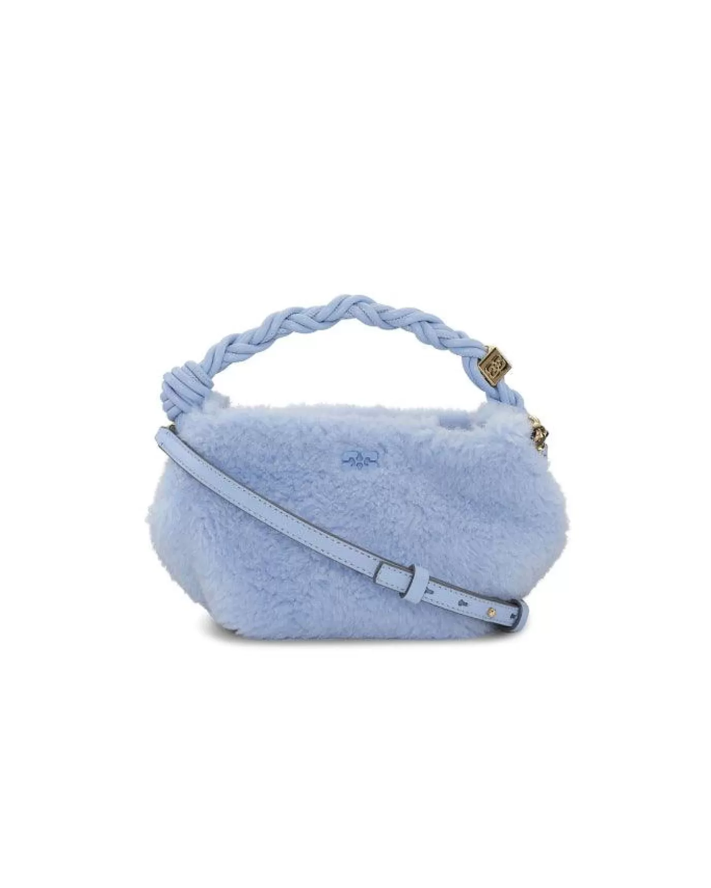 Ganni Mini Fur Bou Bag BLUE Sale