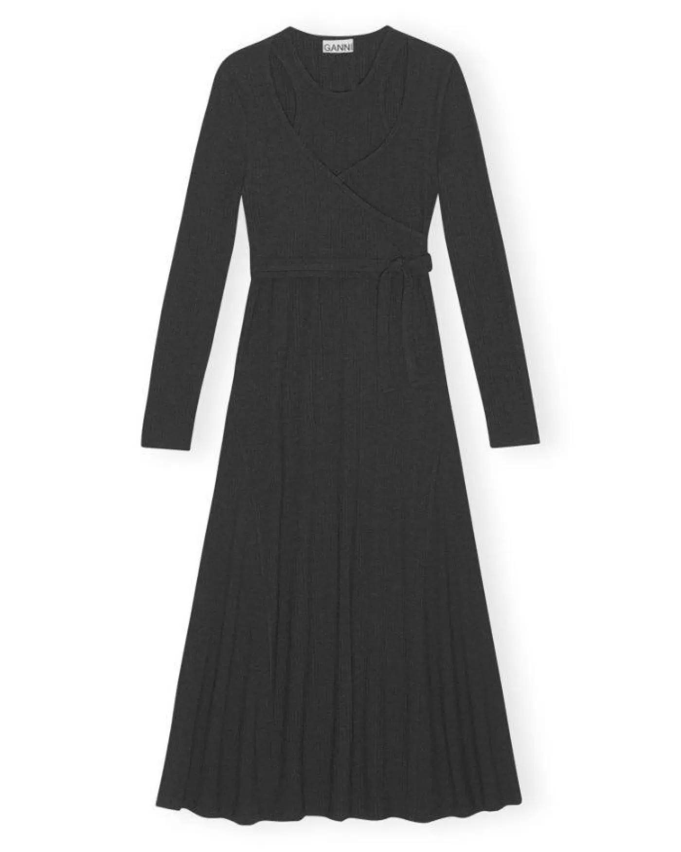 Ganni Rib Jersey Wrap Maxi Dress PALOMAMELANGE Online