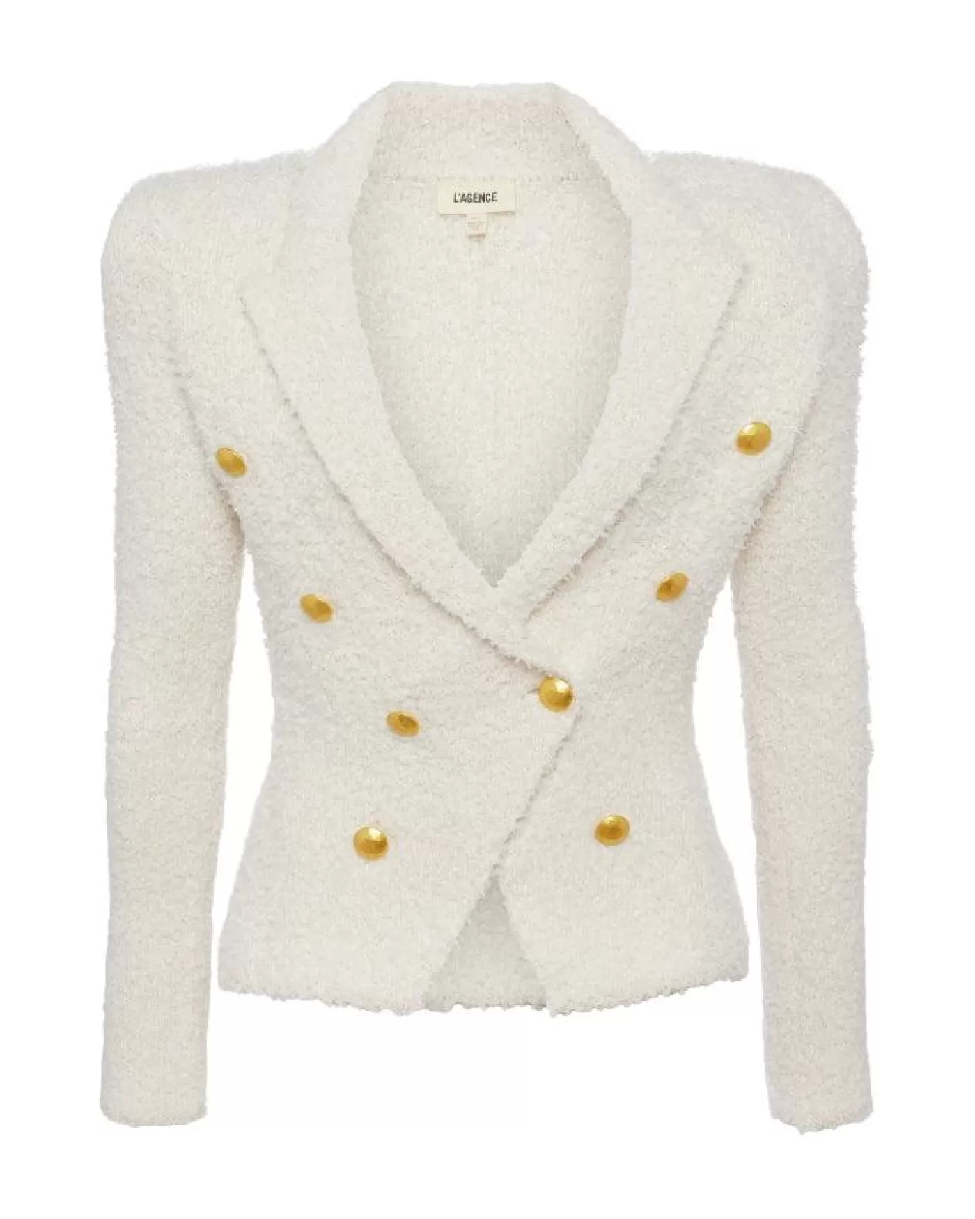 L'Agence Bethany Knit Blazer IVORY/GOLD New