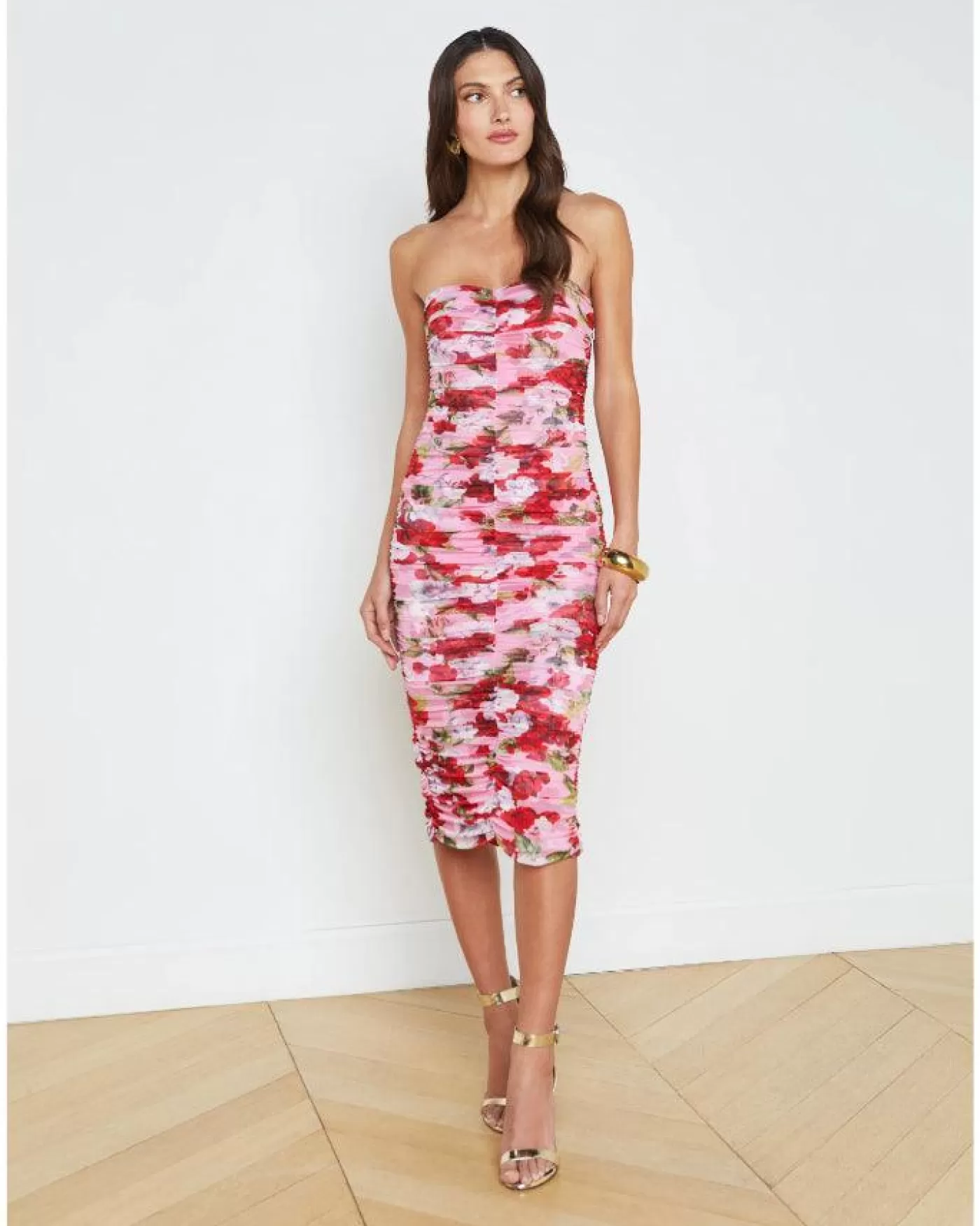L'Agence Caprice Midi Dress COTTONCANDYMULTIHYDRANGEA Shop