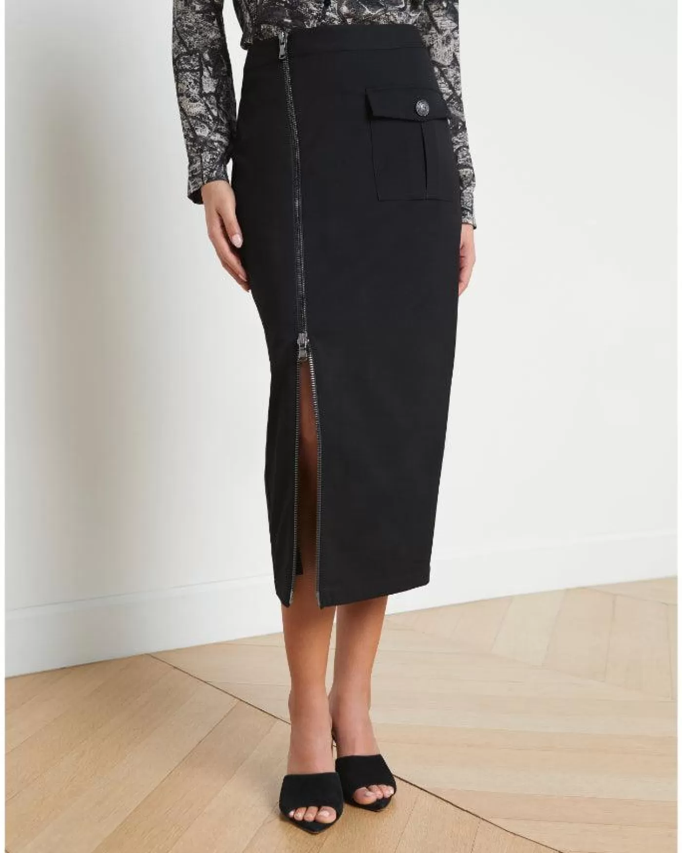 L'Agence L’Agence Maverick Cargo Pencil Skirt Black Discount