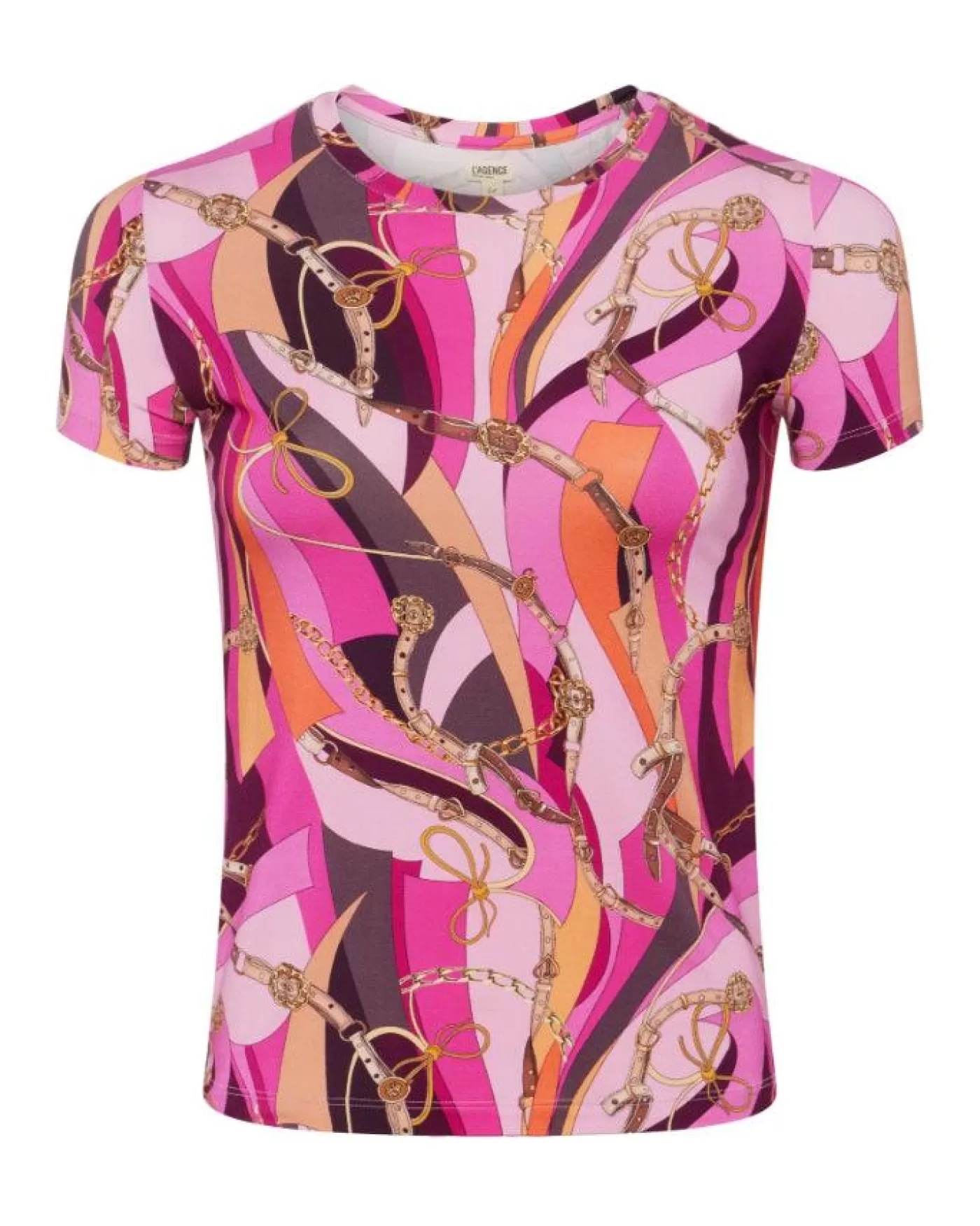 L'Agence Ressi Pink Buckle Swirl Tee PINKBUCKLESWIRL Shop
