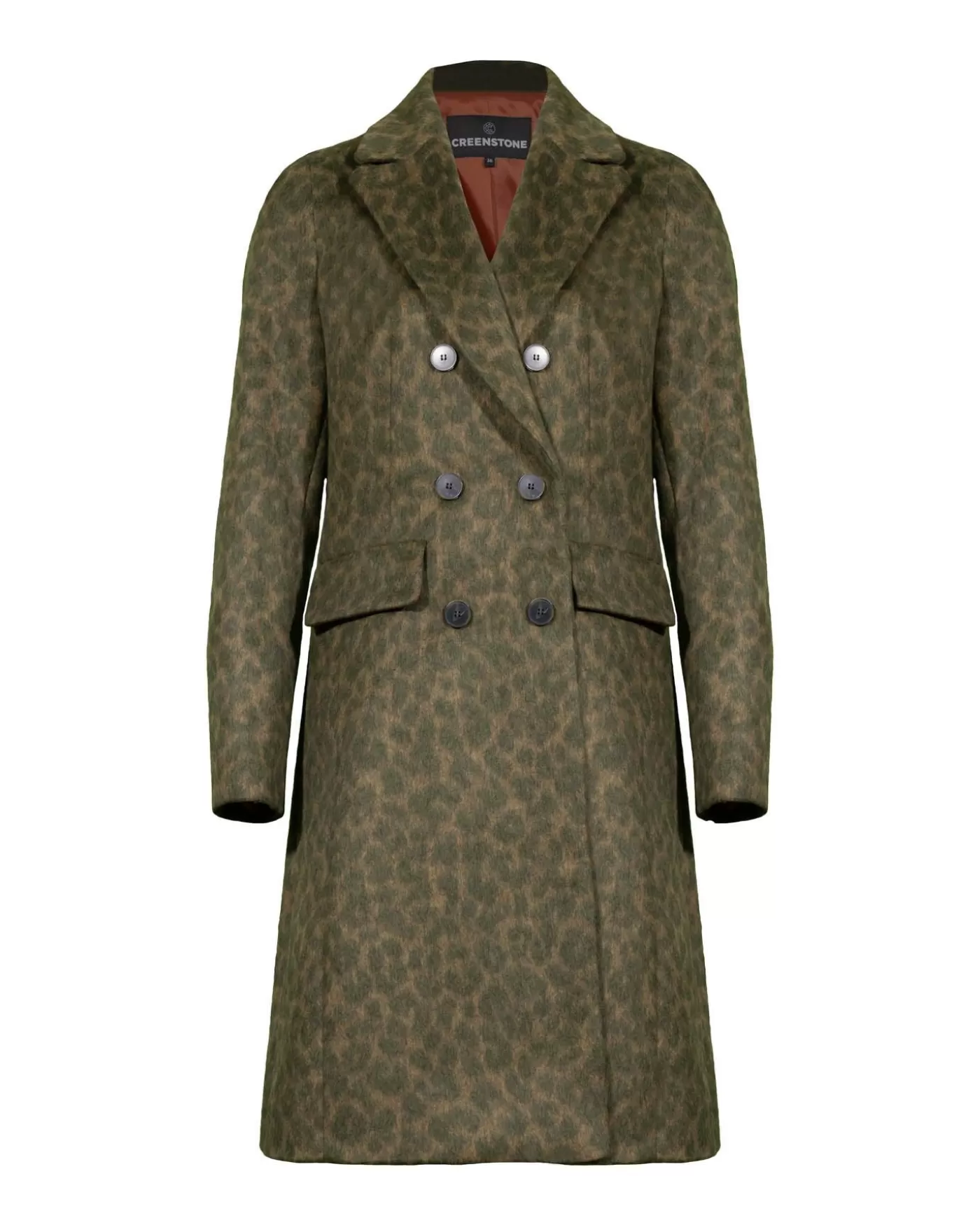 Creenstone Leja Camo Leopard Wool Coat DARKOLIVE Store