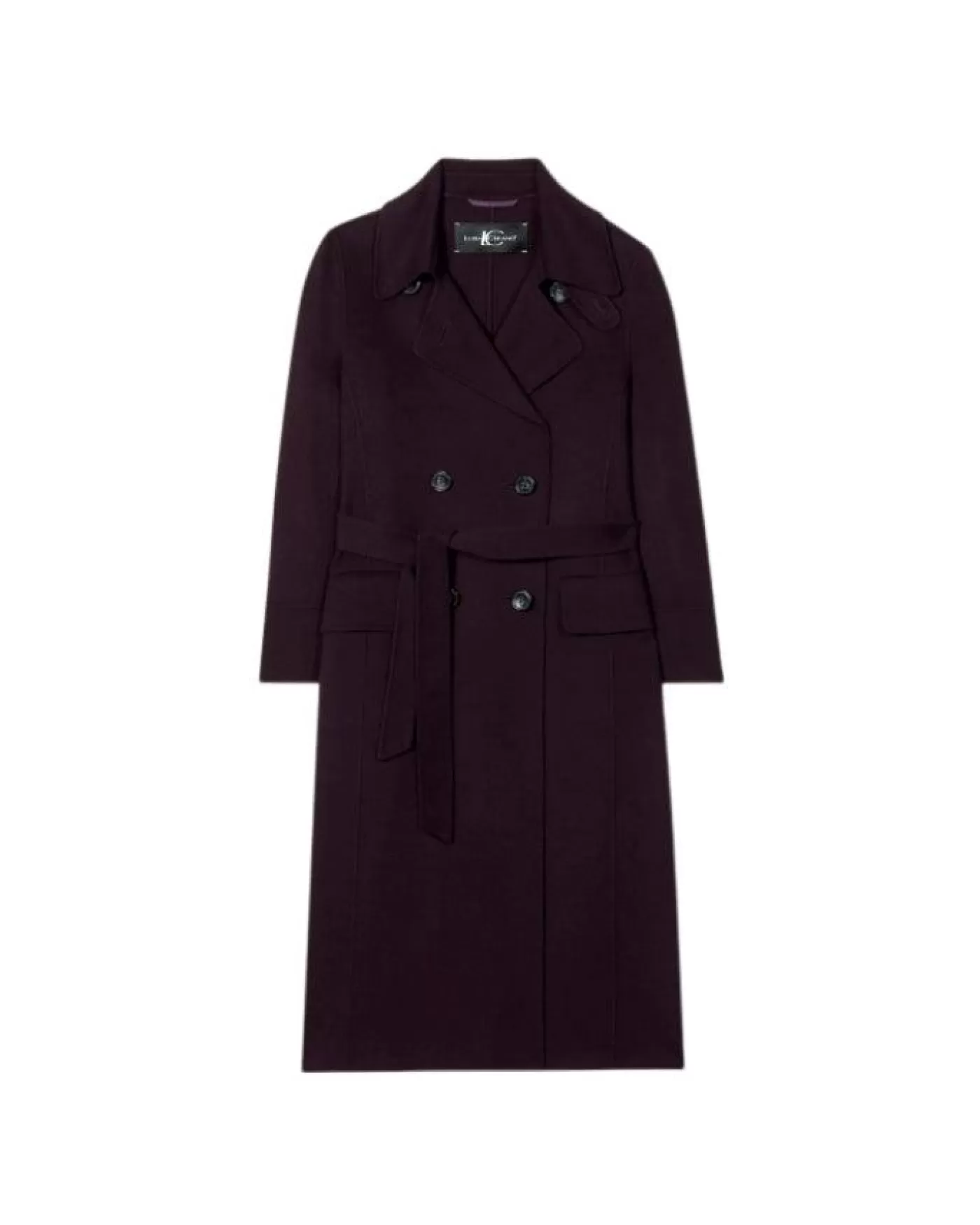 Luisa Cerano Double Face Wool Trench Coat 880-BURGUNDY Fashion