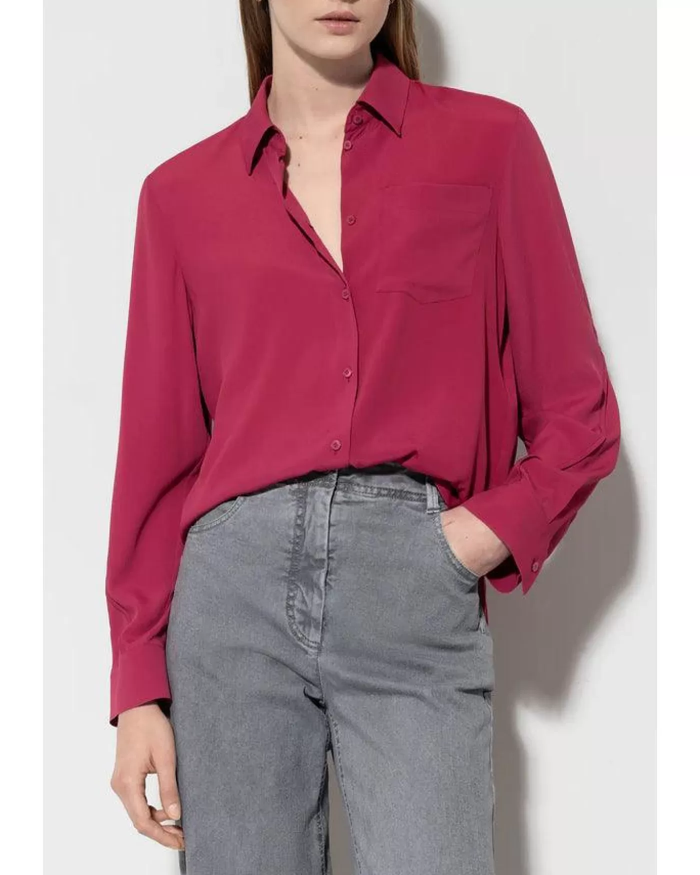 Luisa Cerano Silk Blend Shirt Blouse 455-BERRYPINK Clearance