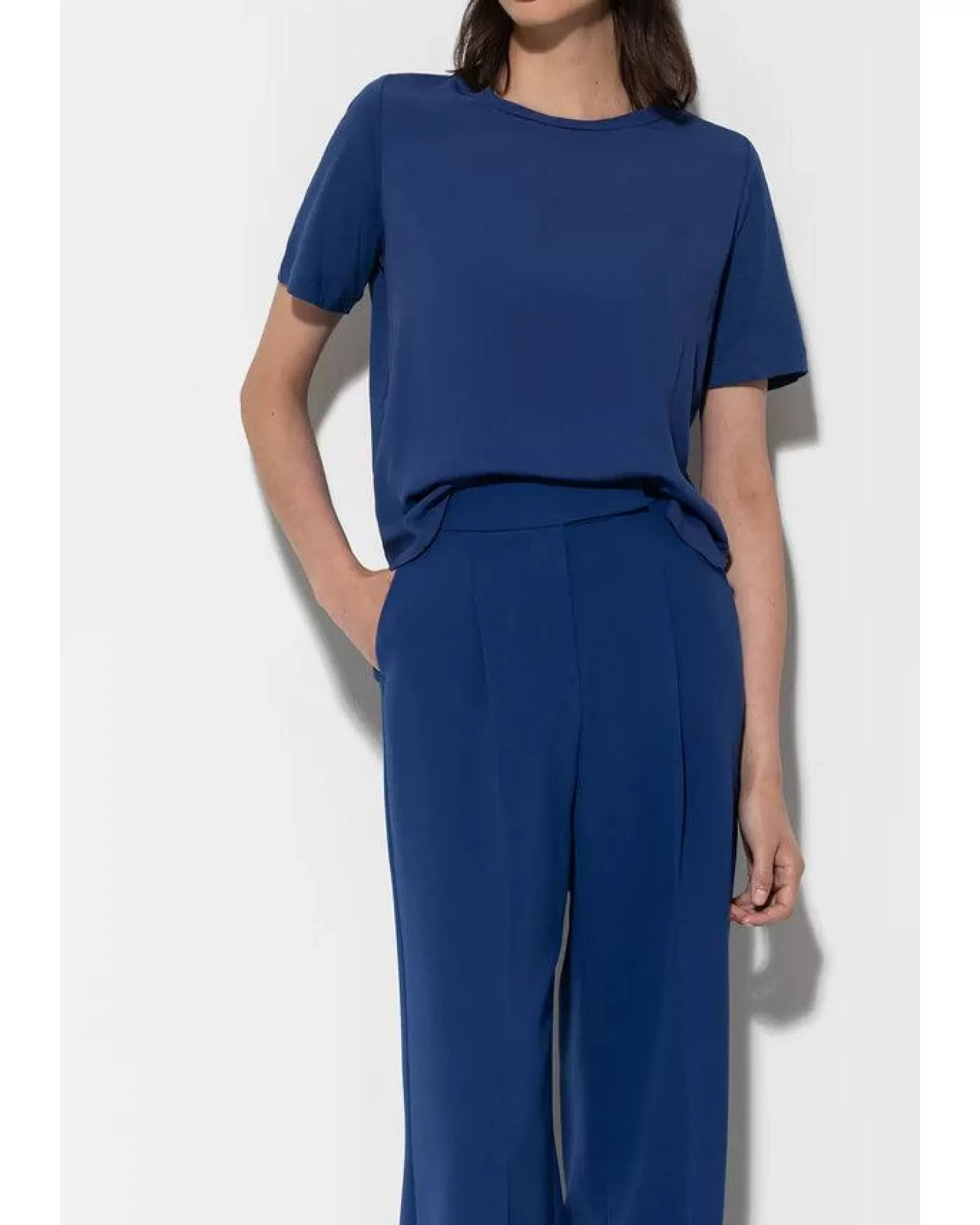 Luisa Cerano Silk Front Tee DEEPBLUE New