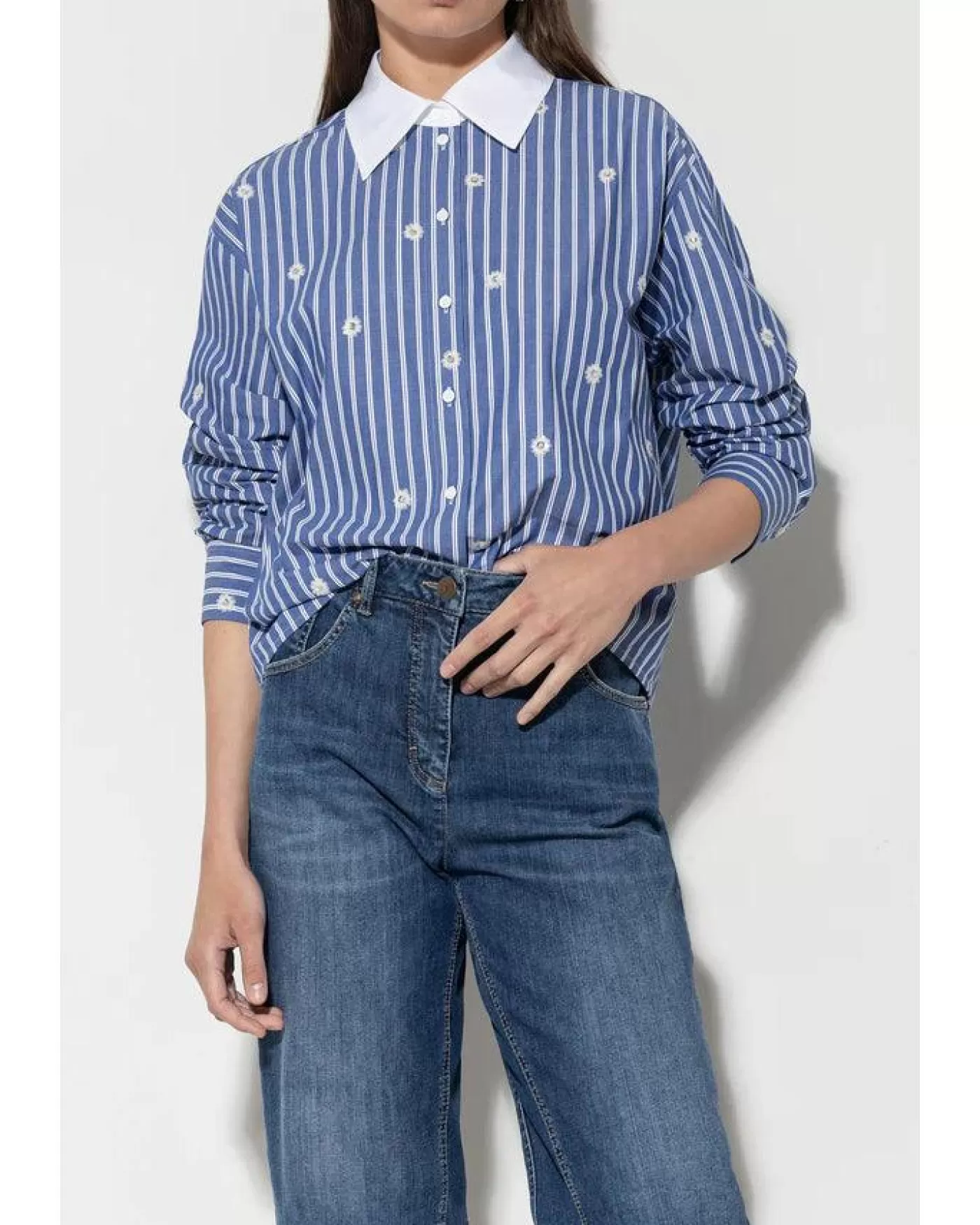 Luisa Cerano Striped Sequin Flowers Blouse STRIPEPRINT Cheap