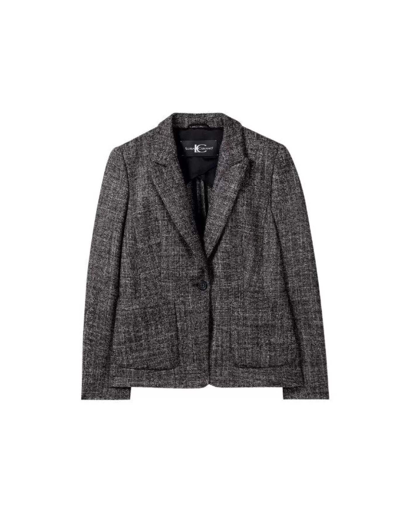 Luisa Cerano Tweed Wool One Button Blazer GREYMELANGE Hot