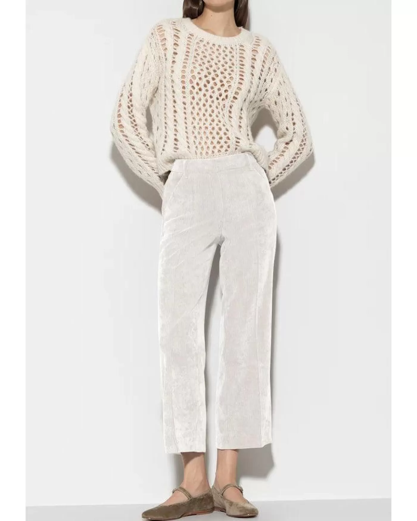 Luisa Cerano Wide Leg Cordoroy Pant EGGSHELL Best Sale