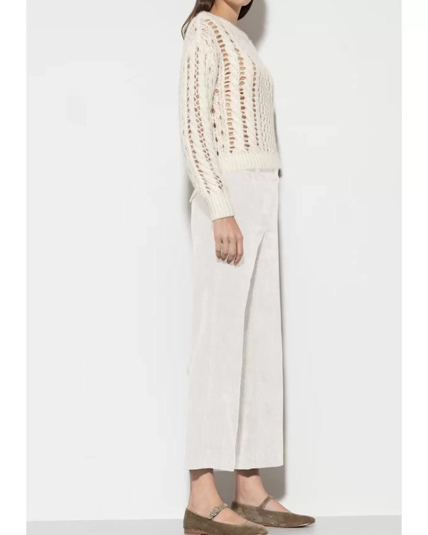 Luisa Cerano Wide Leg Cordoroy Pant EGGSHELL Best Sale