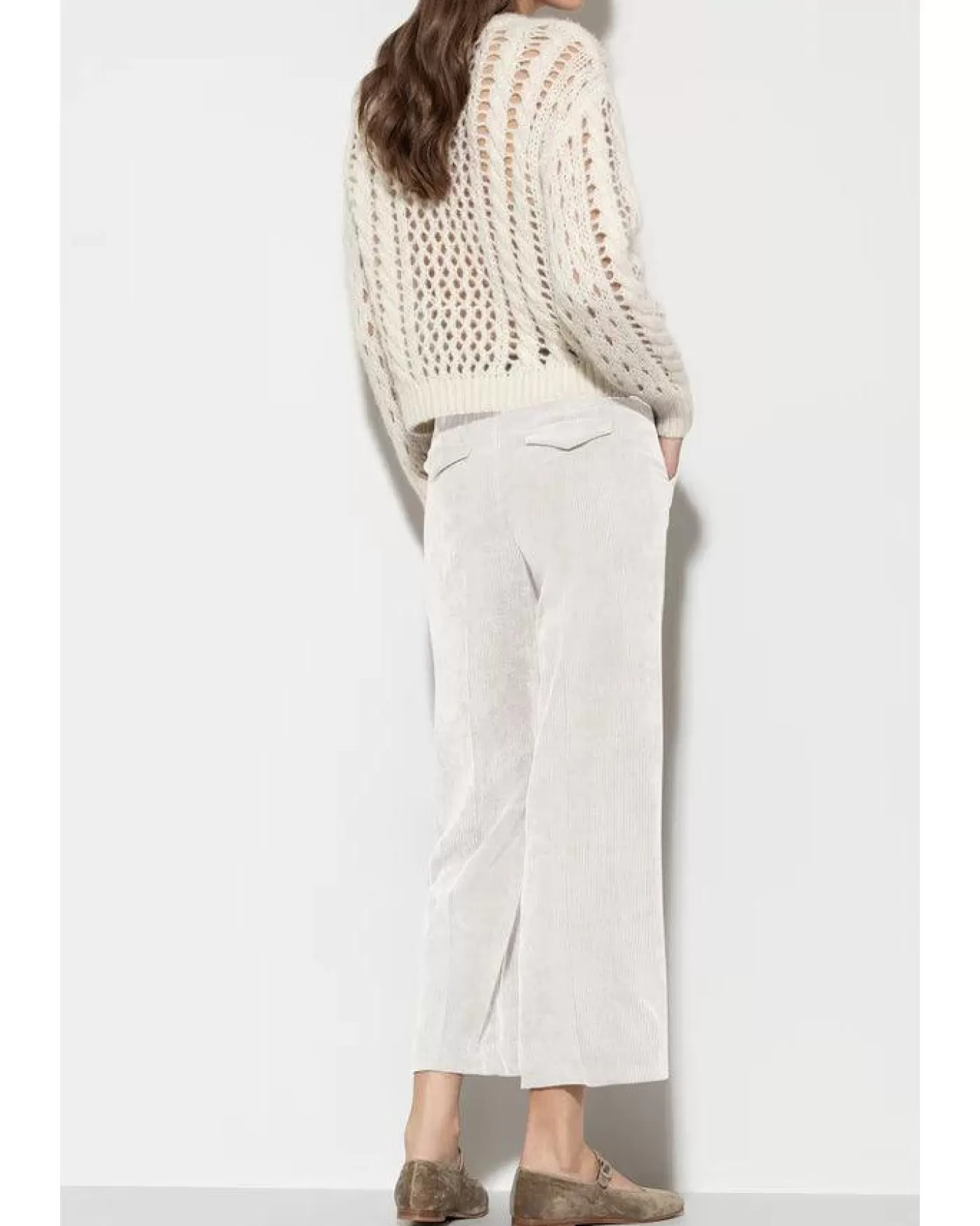 Luisa Cerano Wide Leg Cordoroy Pant EGGSHELL Best Sale