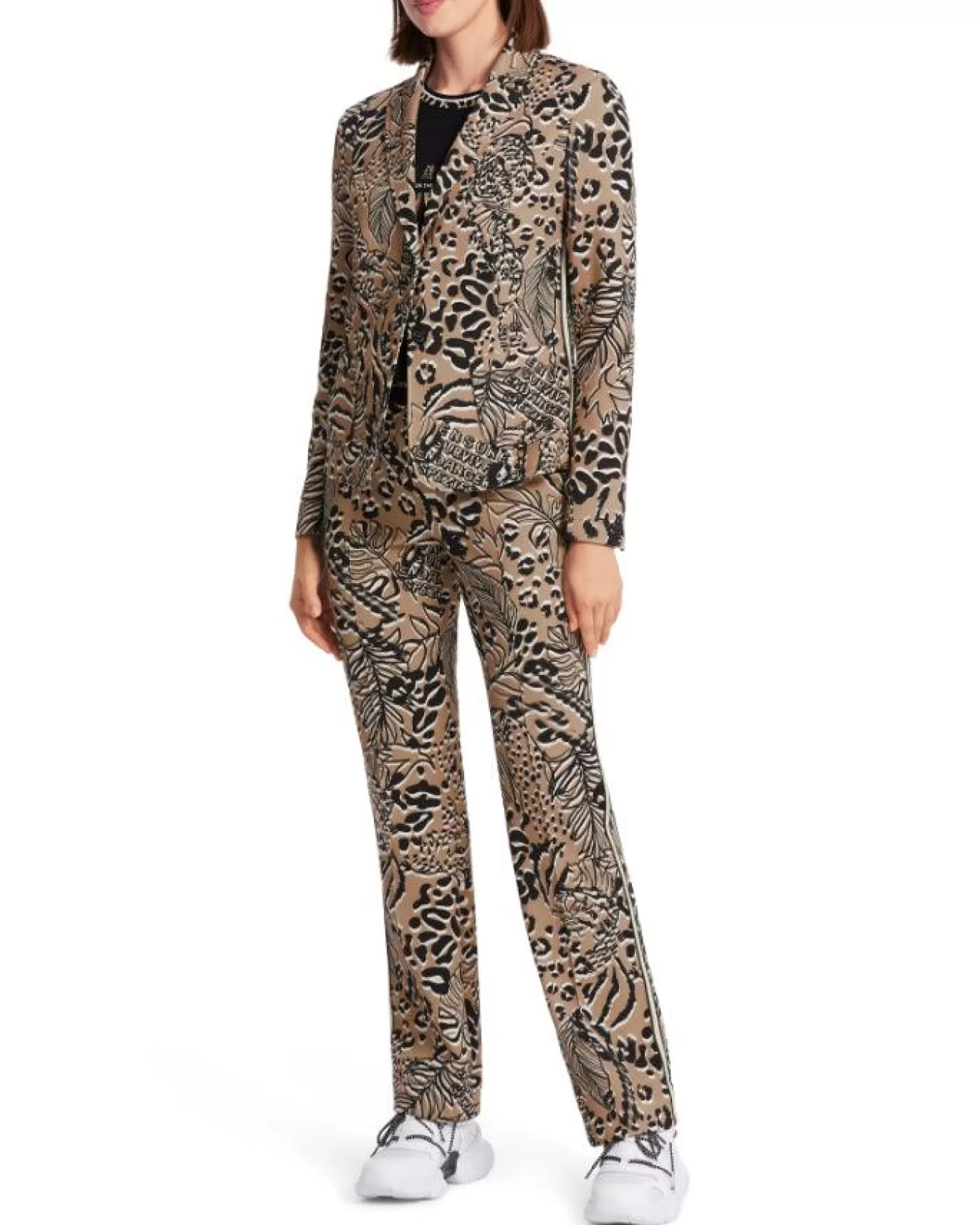 Marc Cain Animal Crossing Print Scuba Blazer 626-CAMEL Discount