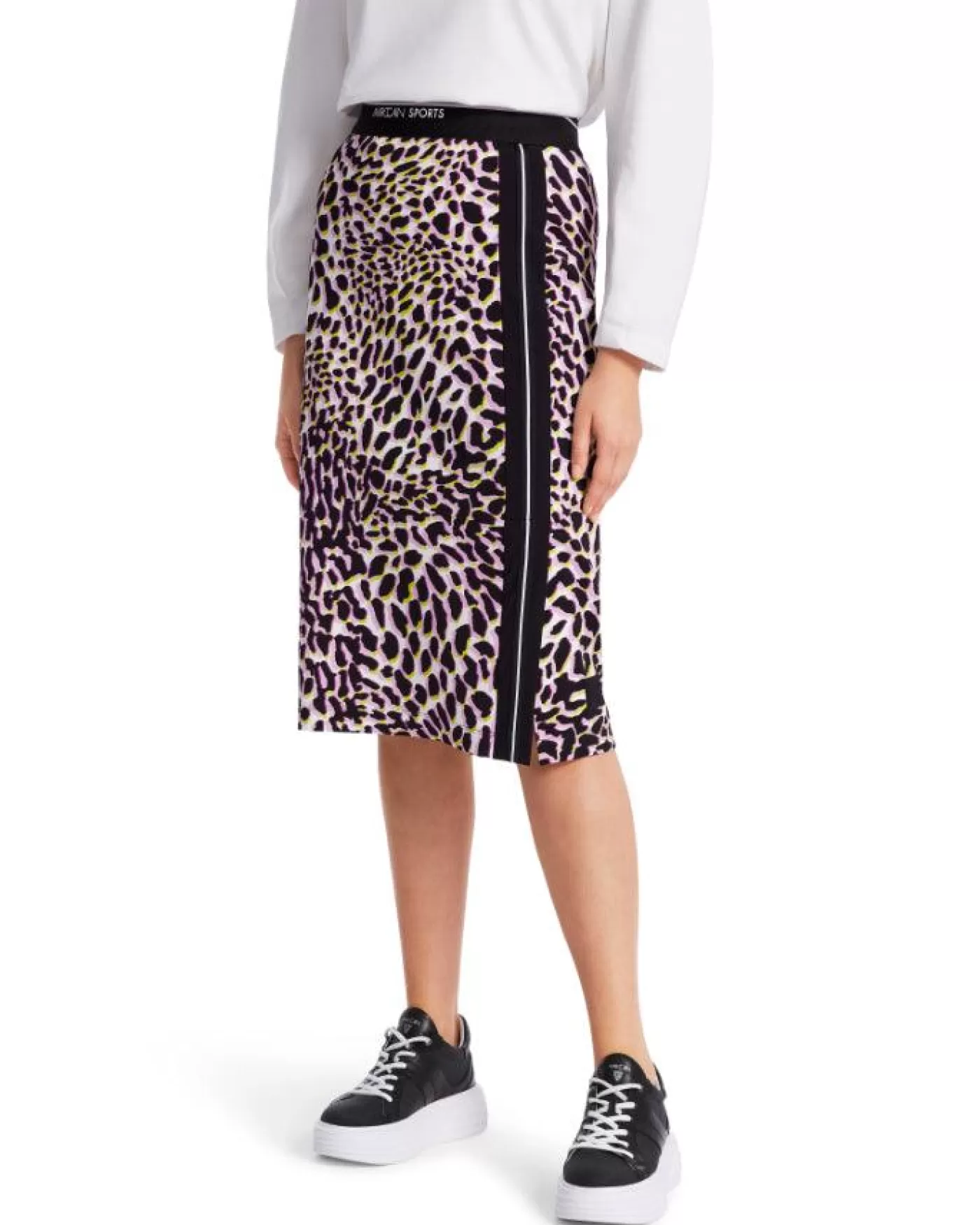 Marc Cain Animal Print Scuba Pencil Skirt PINK/LAVENDER Outlet