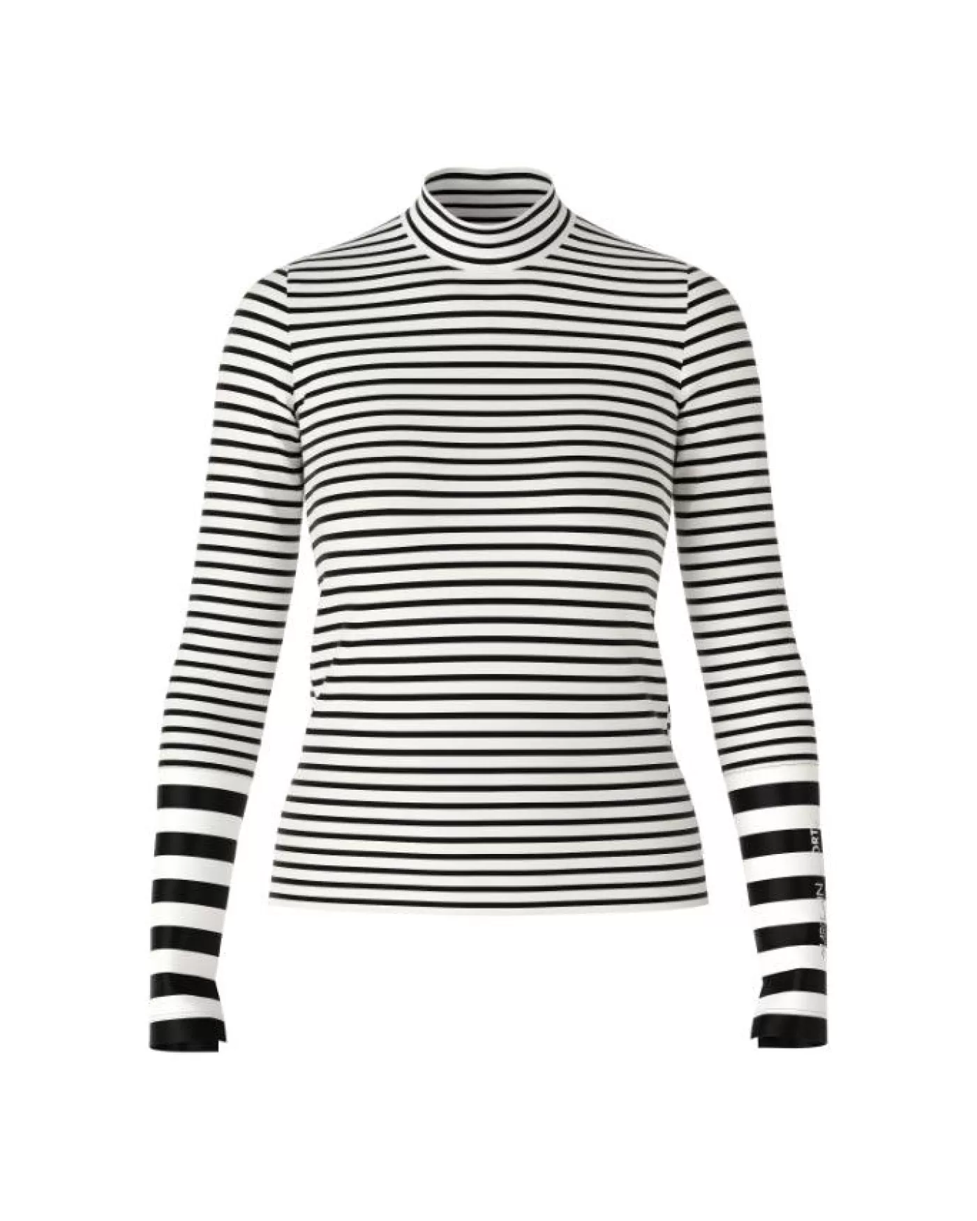 Marc Cain Cotton Stripe Funnel Neck Pullover WHITEBLACK Clearance