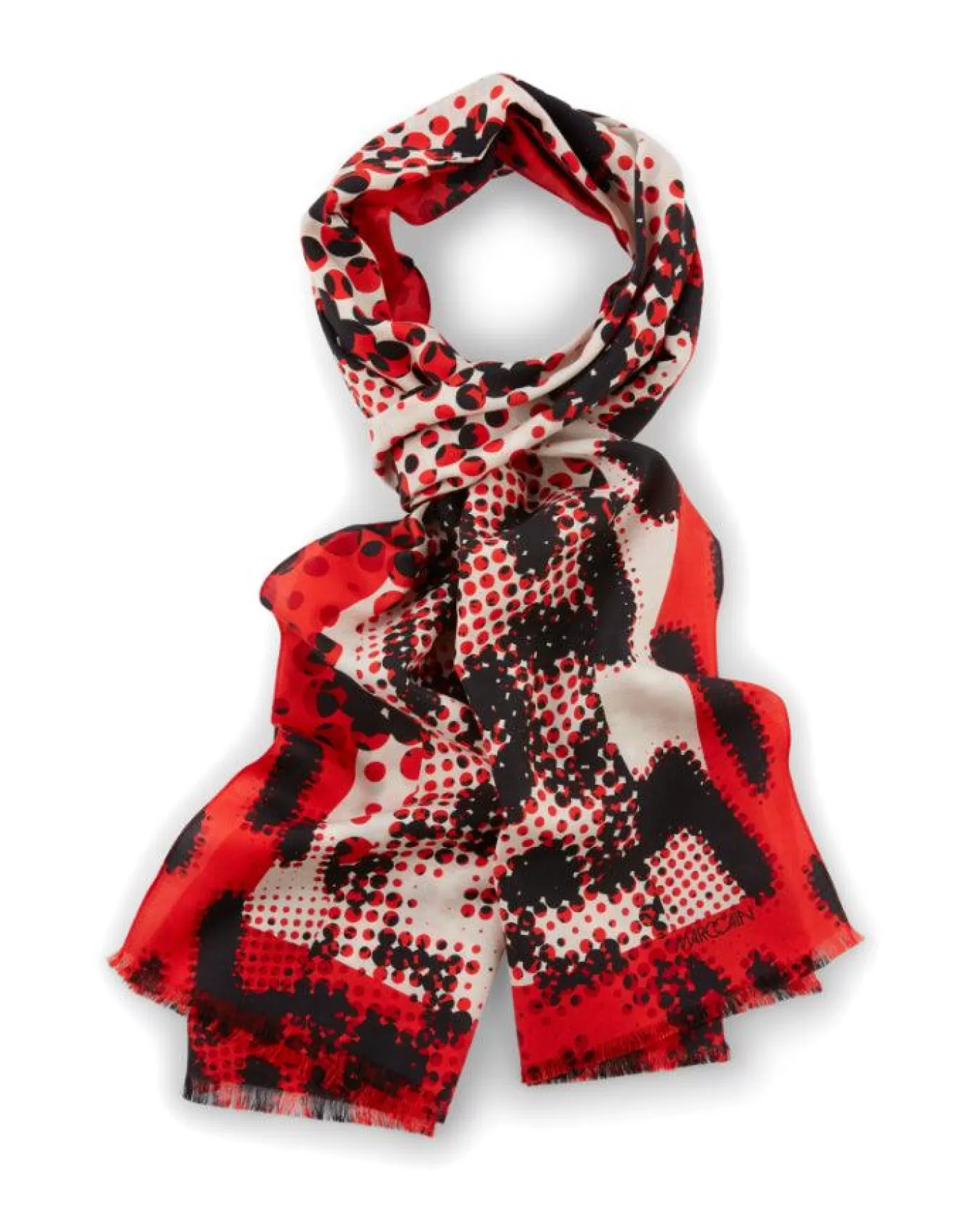 Marc Cain Graphic Mixed Print Scarf CAMPARI Clearance