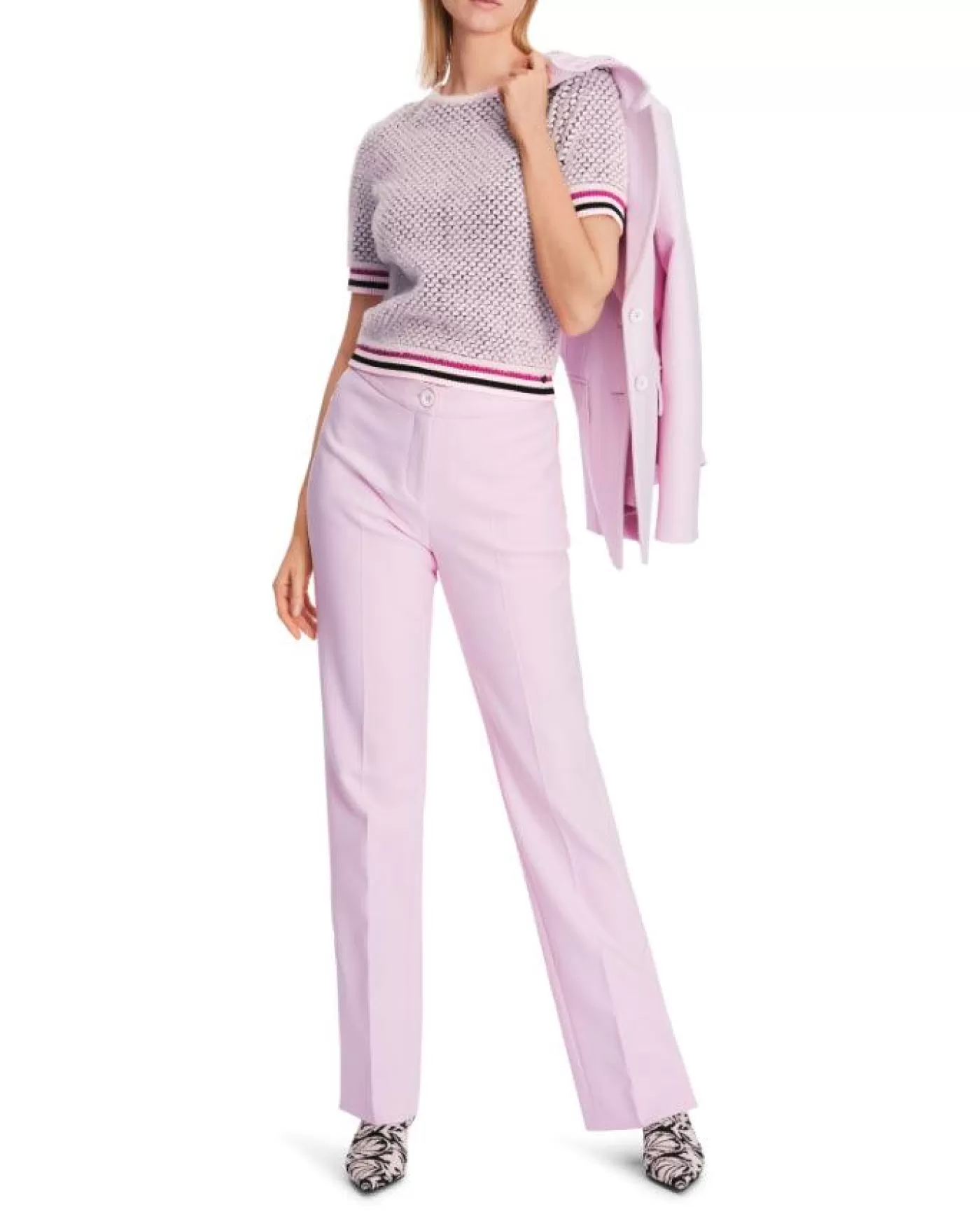 Marc Cain Honeycomb Knit Top BRIGHTROSETAN Best Sale