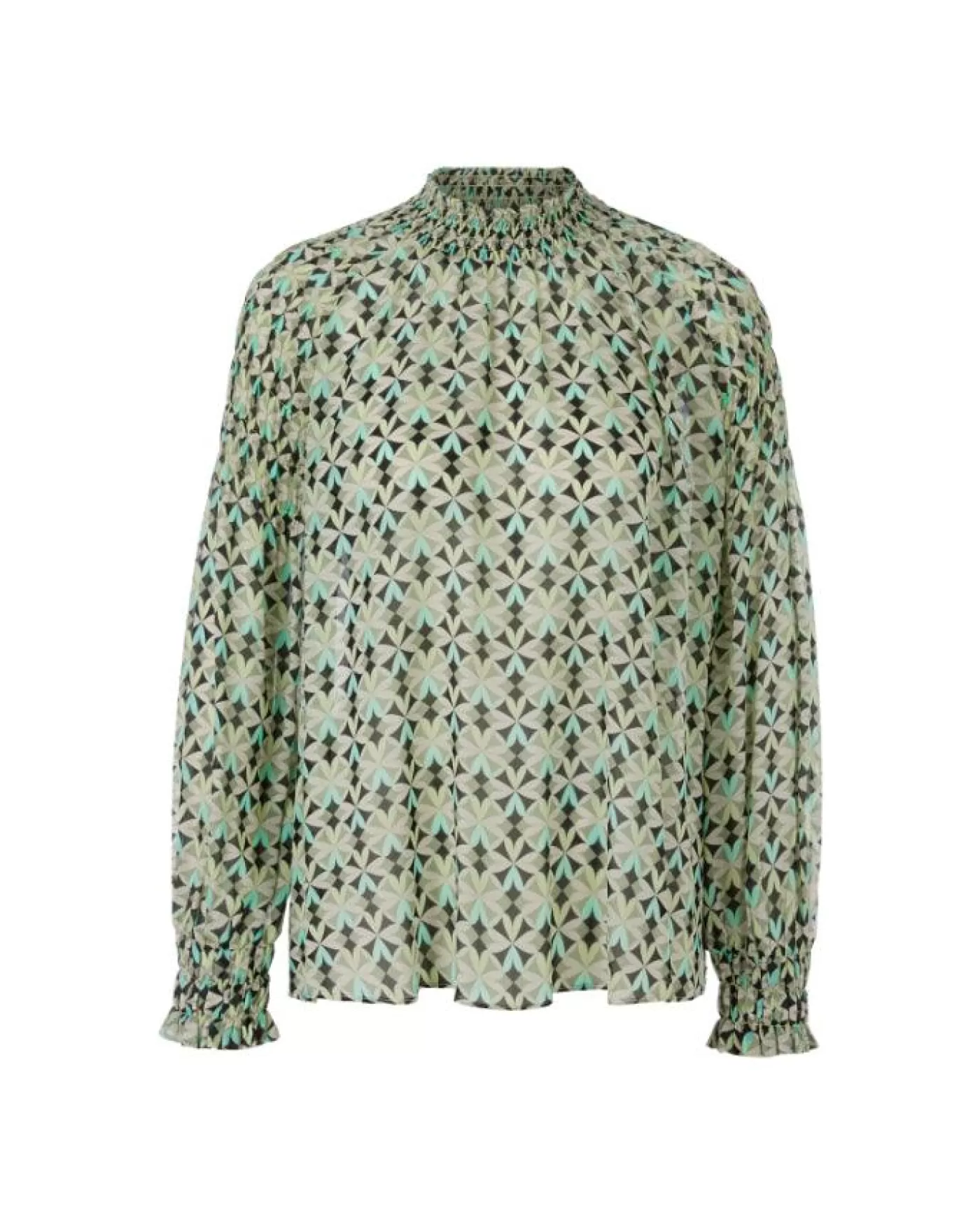 Marc Cain Malachite Print Smocked Blouse SOFTMALACHITE Shop