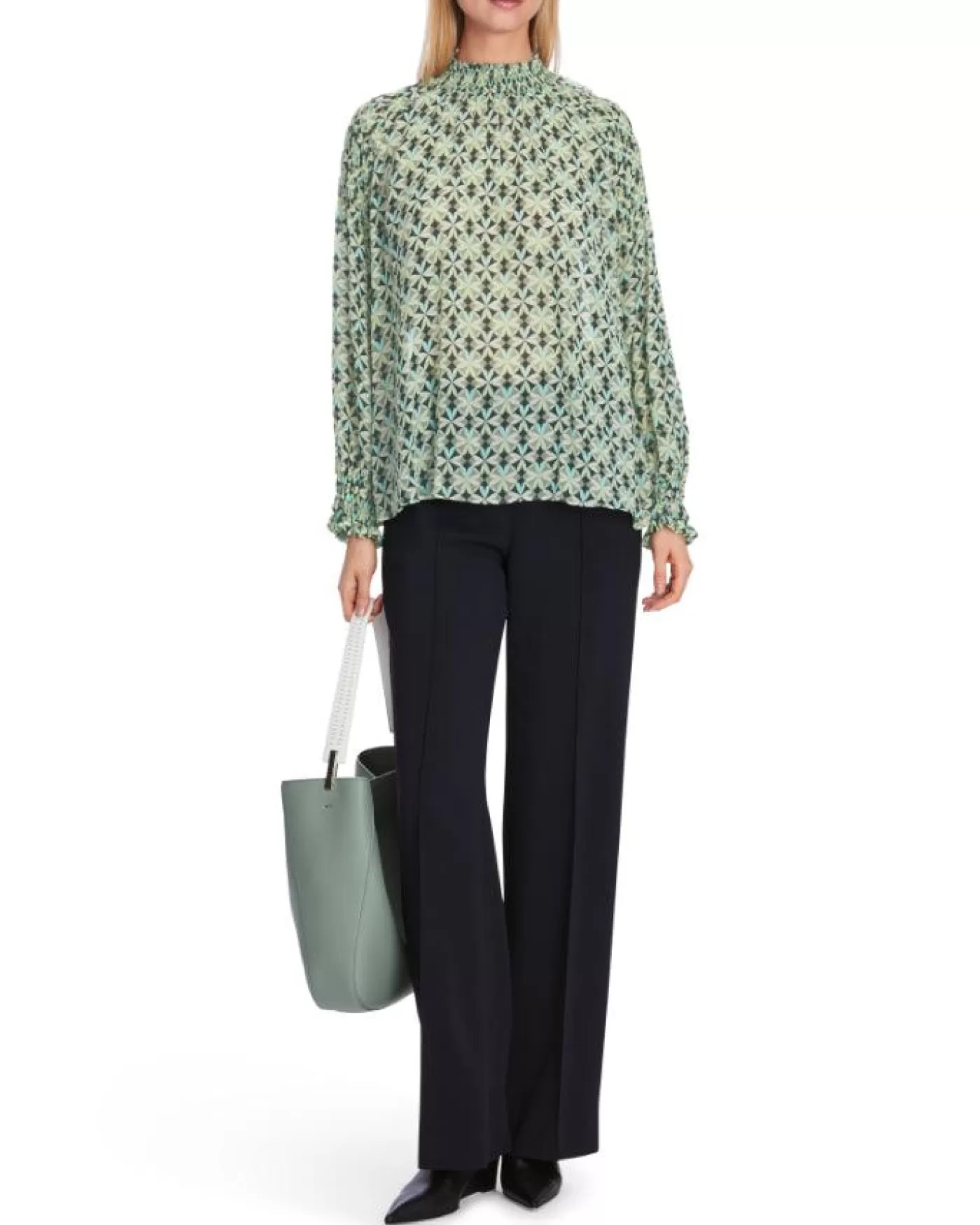 Marc Cain Malachite Print Smocked Blouse SOFTMALACHITE Shop