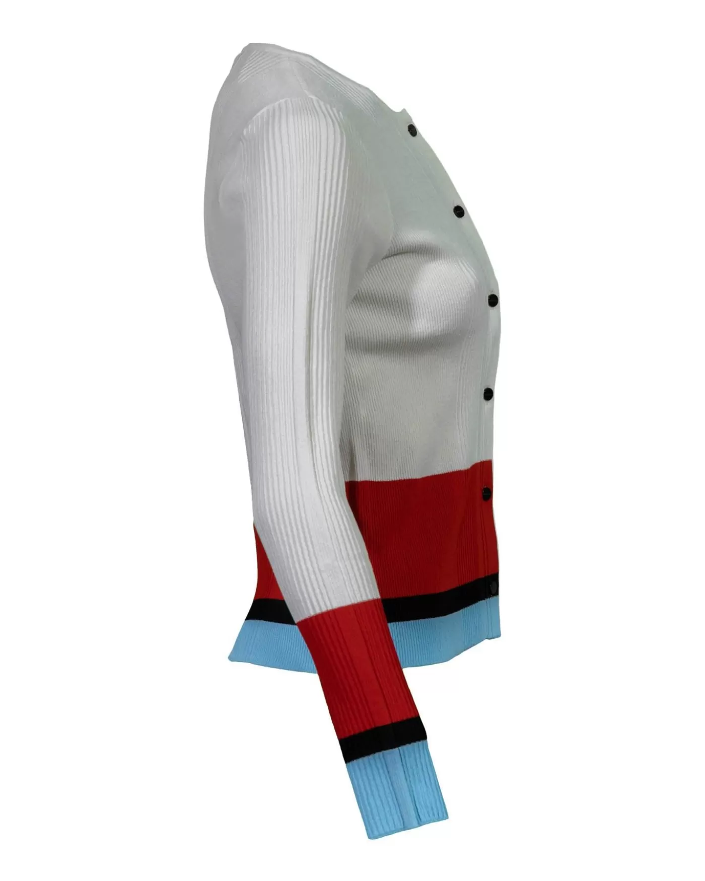 Marc Cain Ribbed Knit Non Wool Colorblock Cardigan Best Sale
