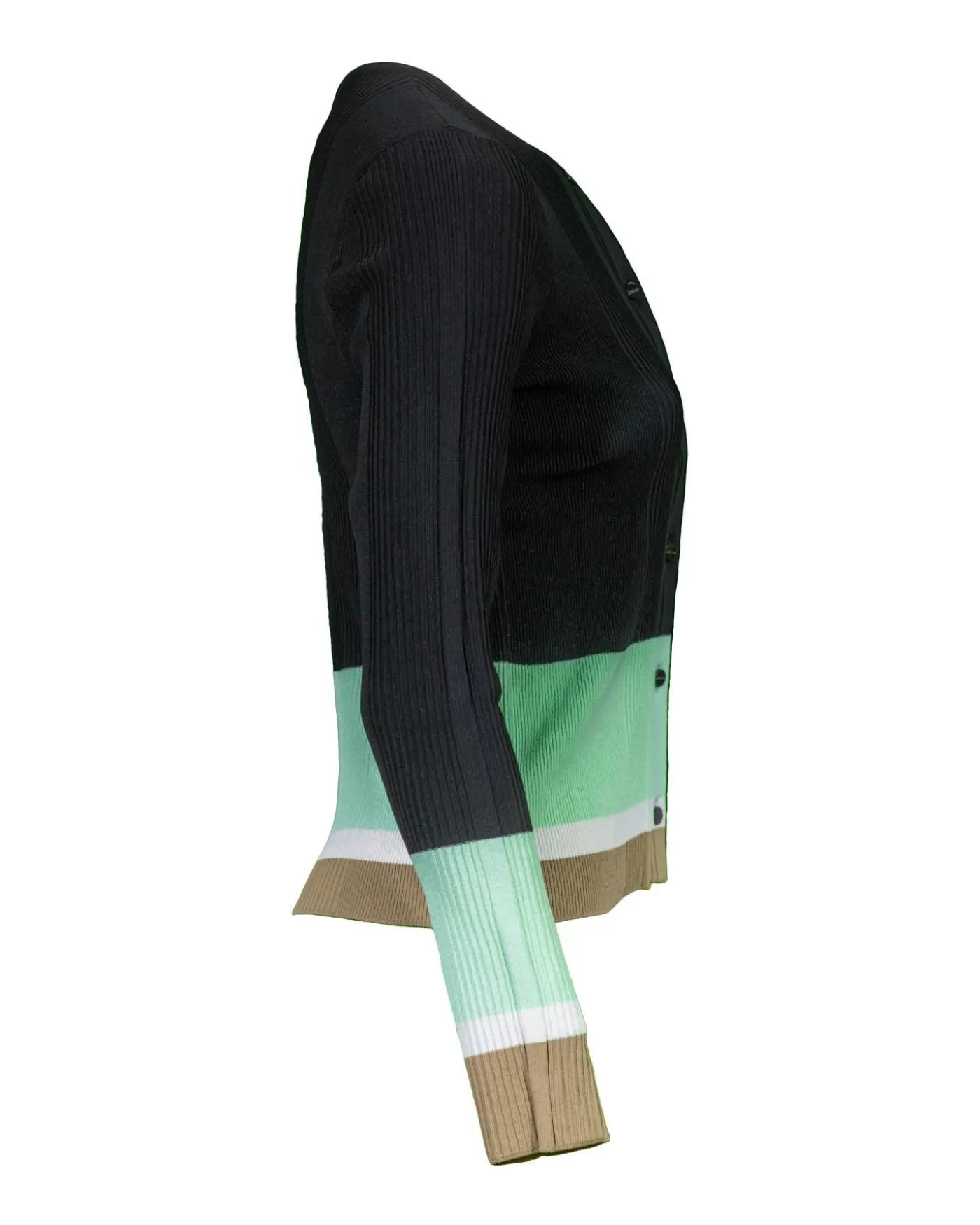 Marc Cain Ribbed Knit Non Wool Colorblock Cardigan Best Sale