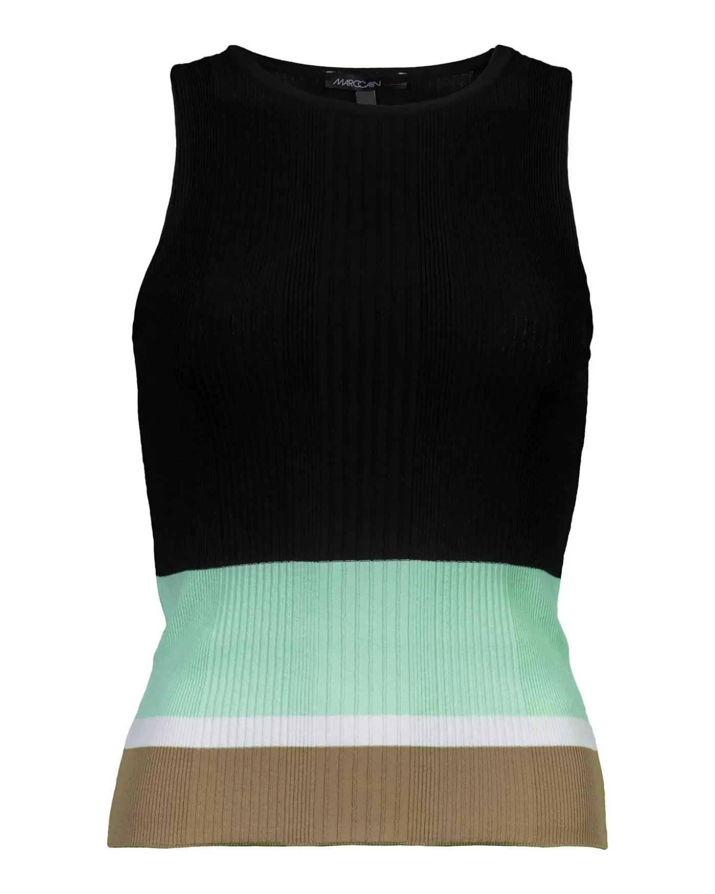 Marc Cain Ribbed Knit Non Wool Colorblock Shell Flash Sale
