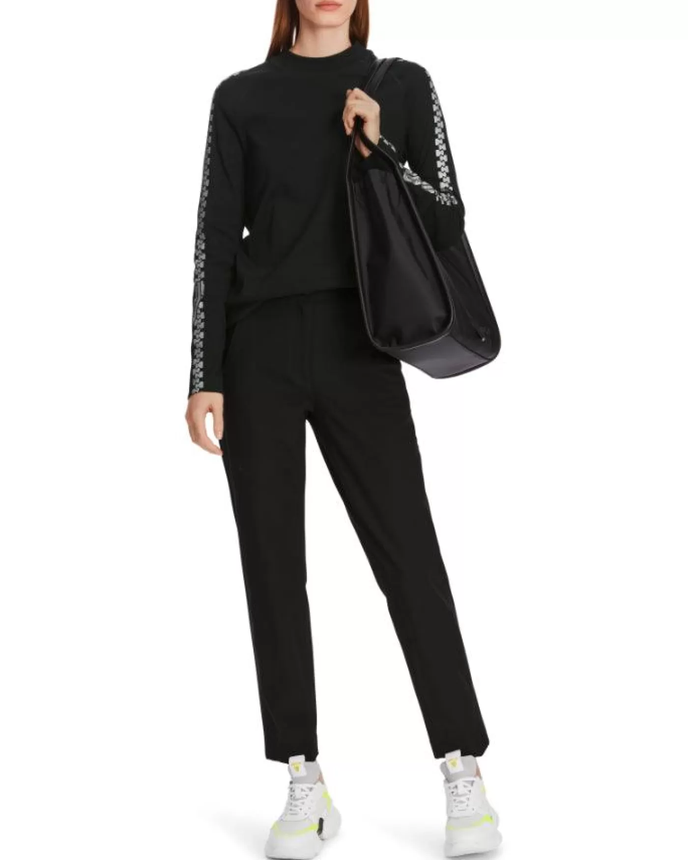 Marc Cain Zipper Print Pullover Black Discount