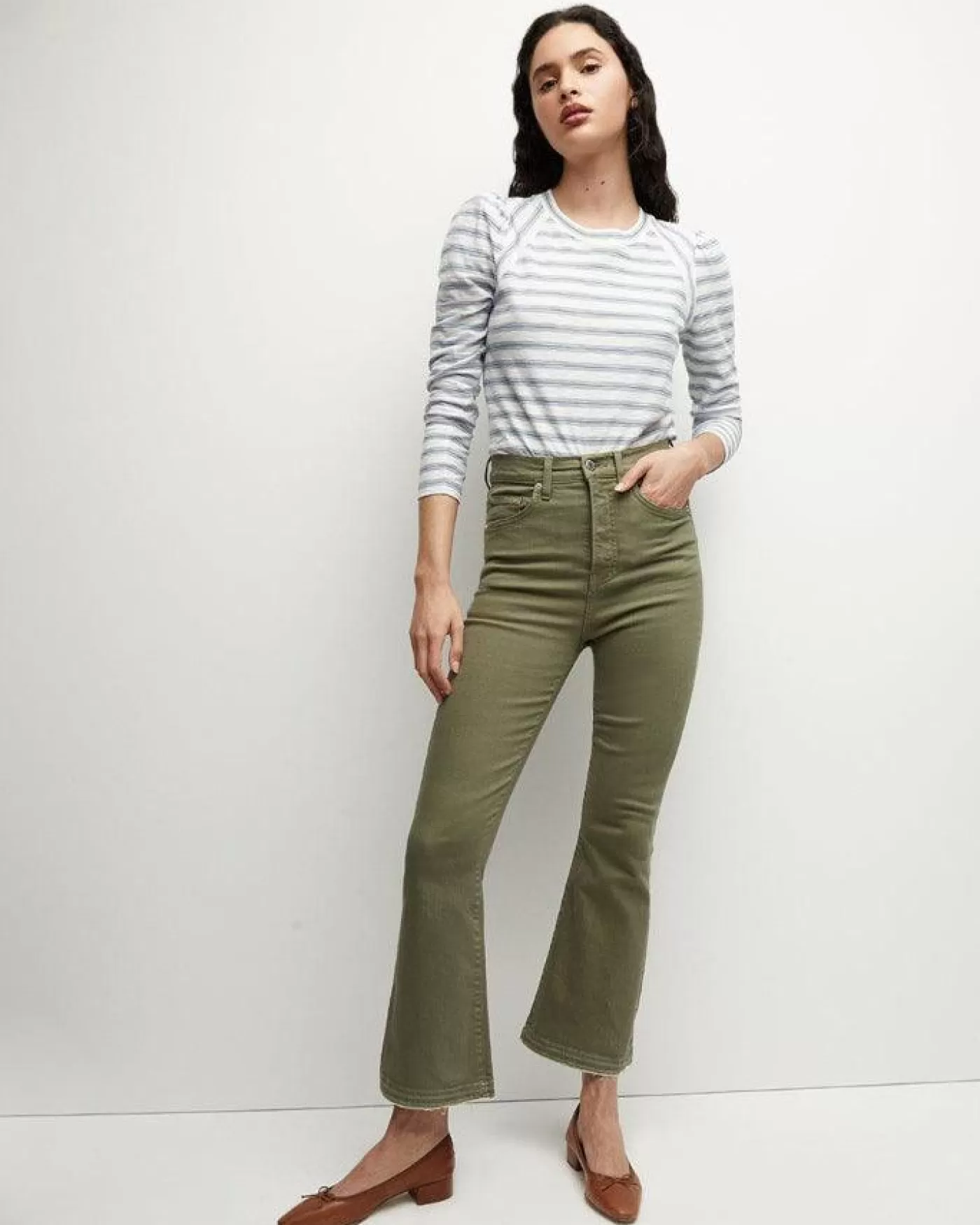 Veronica Beard Mason Baseball Hydrangea Stripe Tee WHITE/SAGE/FADEDYELLOW/HYDRANGEASTRIPE Outlet