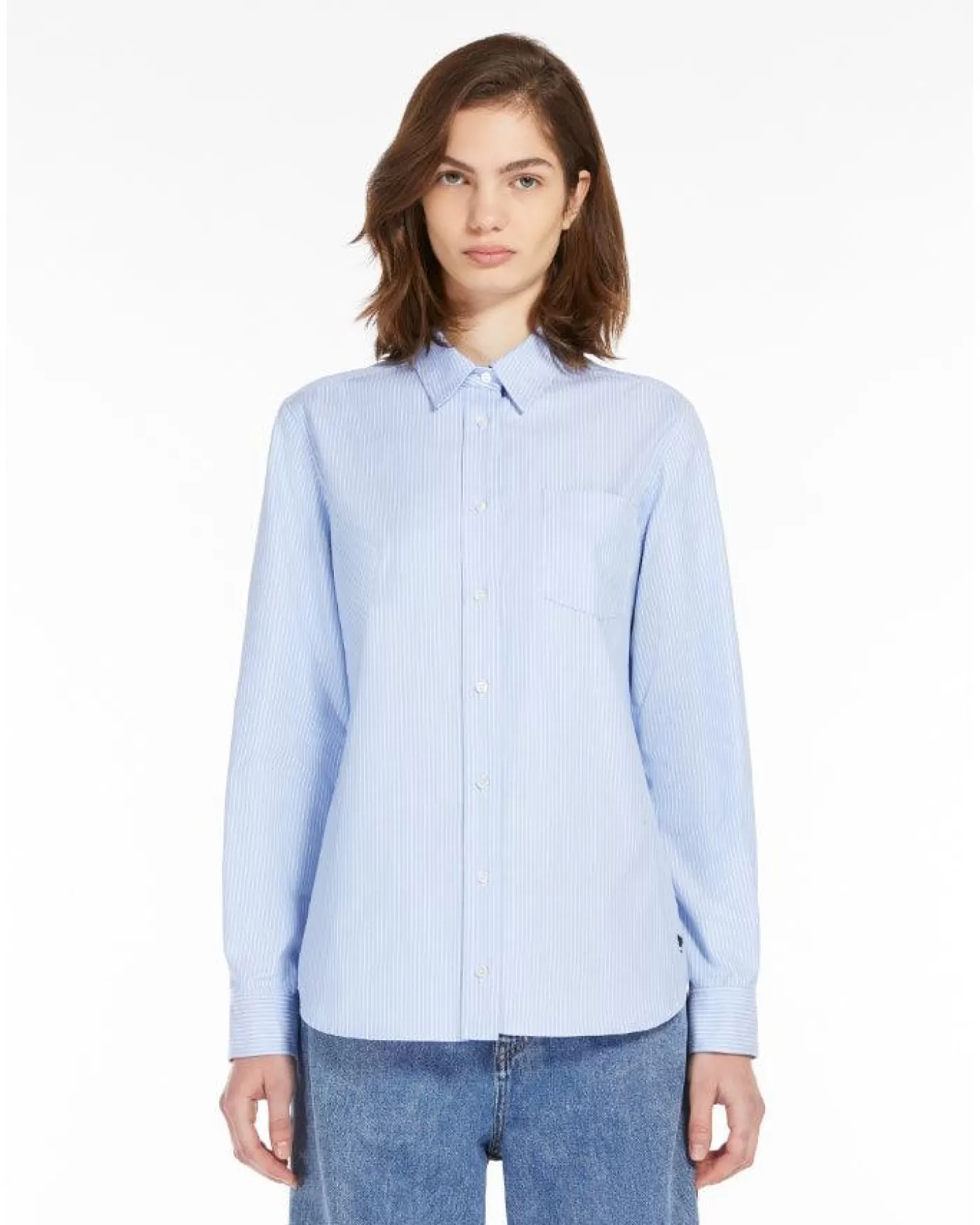 Max Mara Weekend Piadena Stripe Cotton Shirt LightBlue Shop