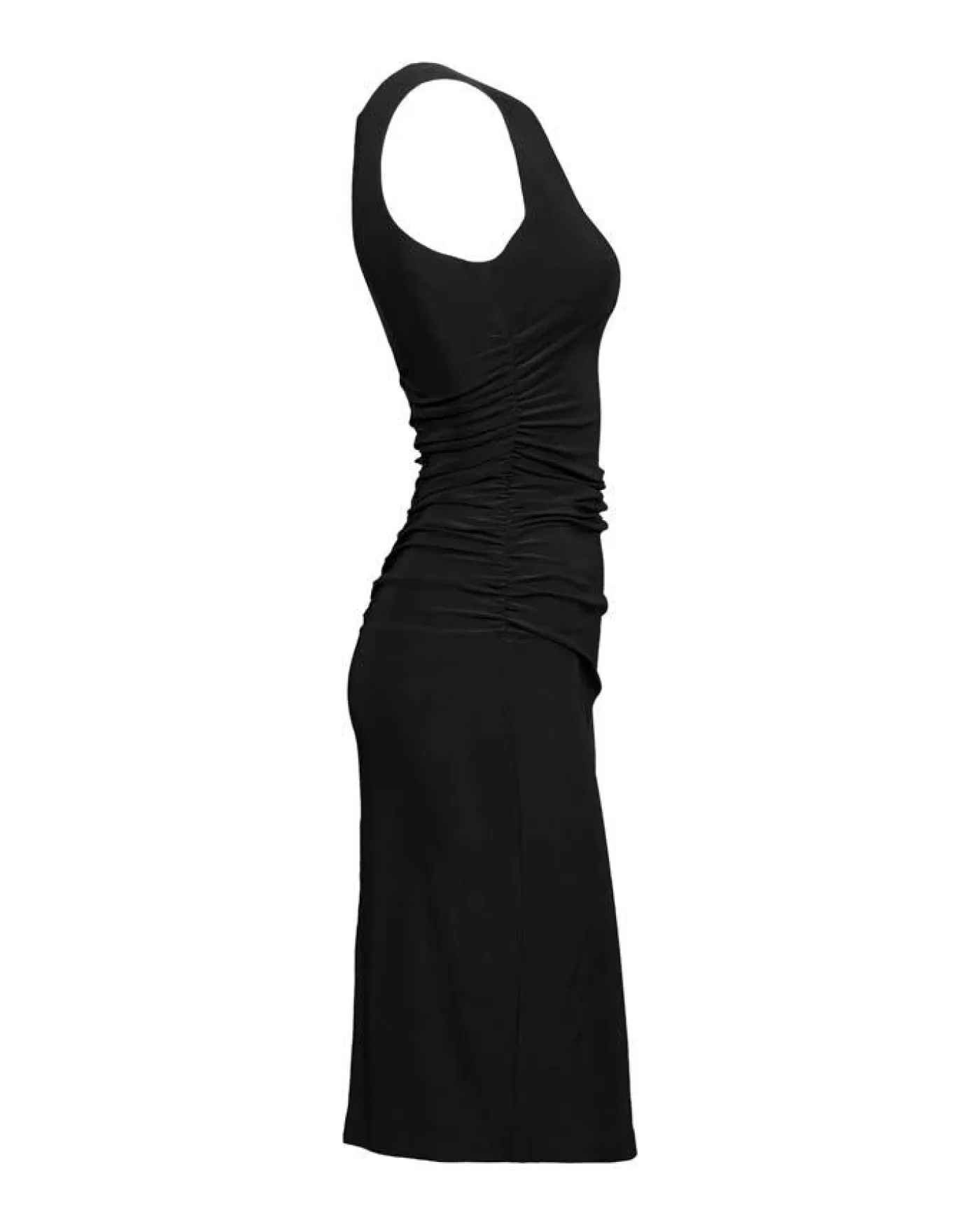 Norma Kamali Sleeveless Shirred Waist Dress Black Cheap