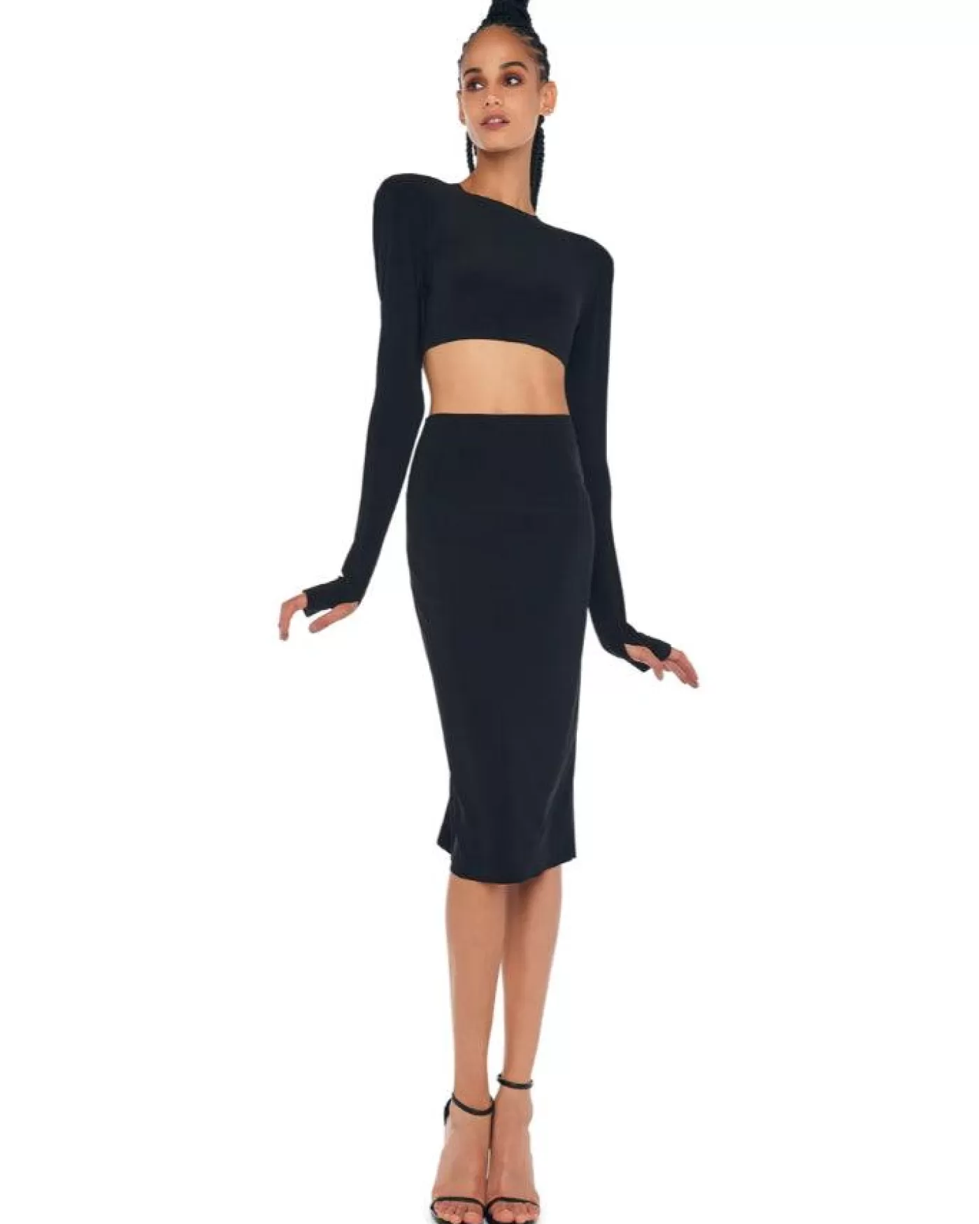 Norma Kamali Straight Skirt To Knee Black New