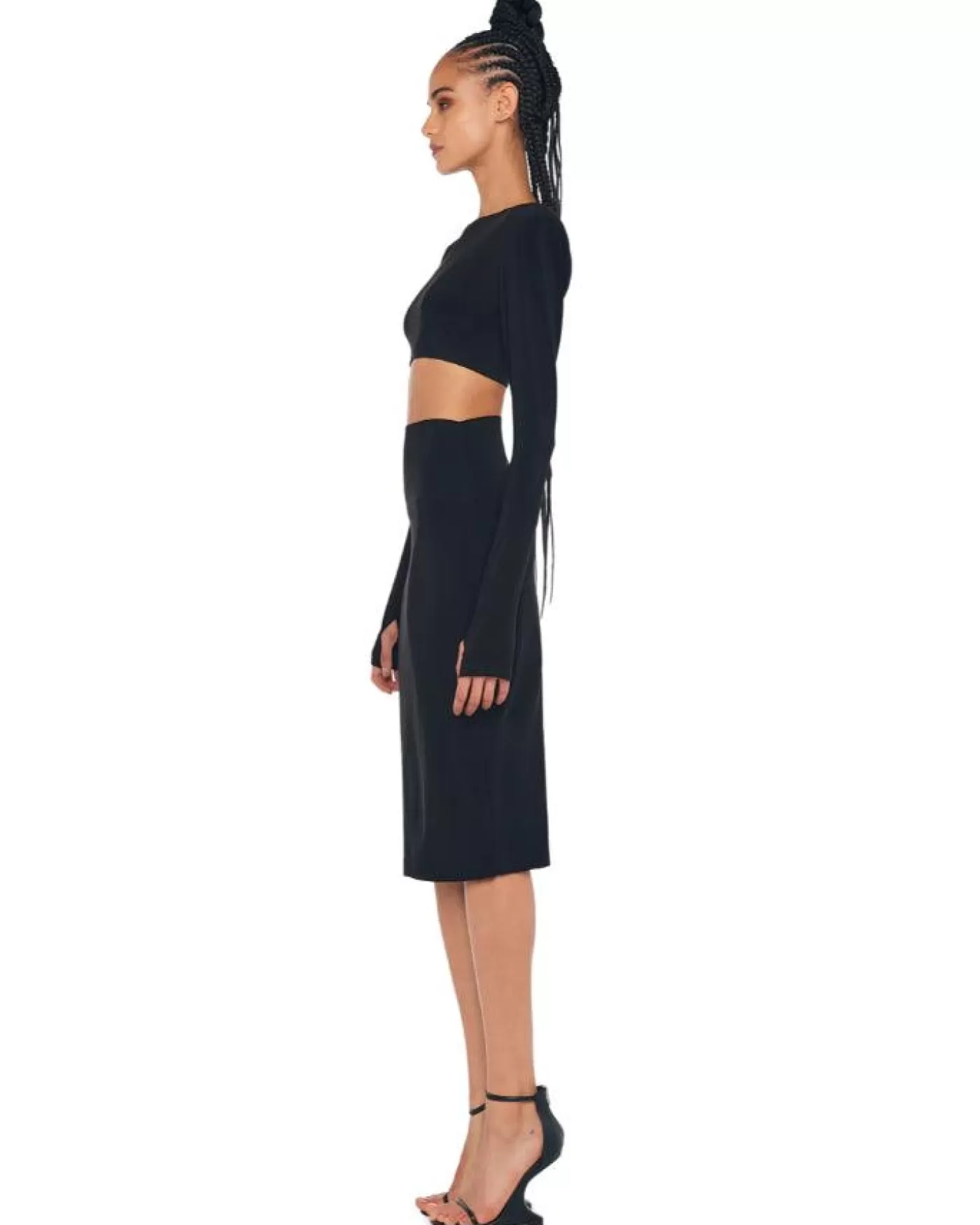 Norma Kamali Straight Skirt To Knee Black New