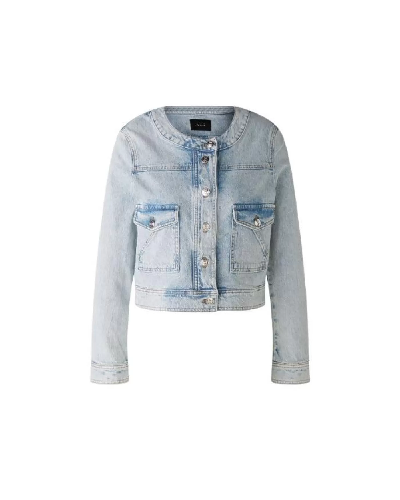OUI Crew Neck Denim Jacket BLUEDENIM Clearance