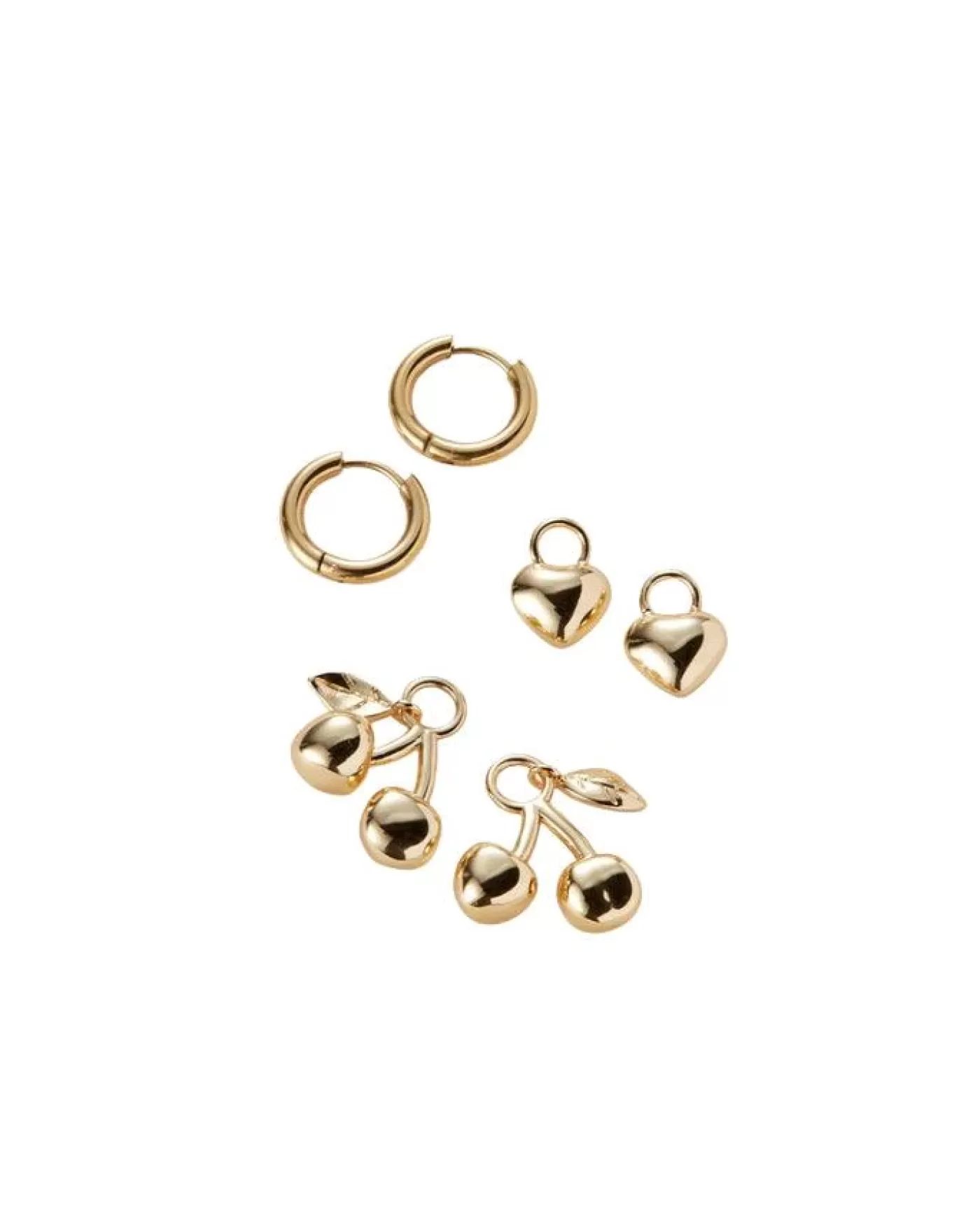 JENNY BIRD Puffy Heart and Cherry Huggie Earring Set HIGHPOLISHGOLD Best