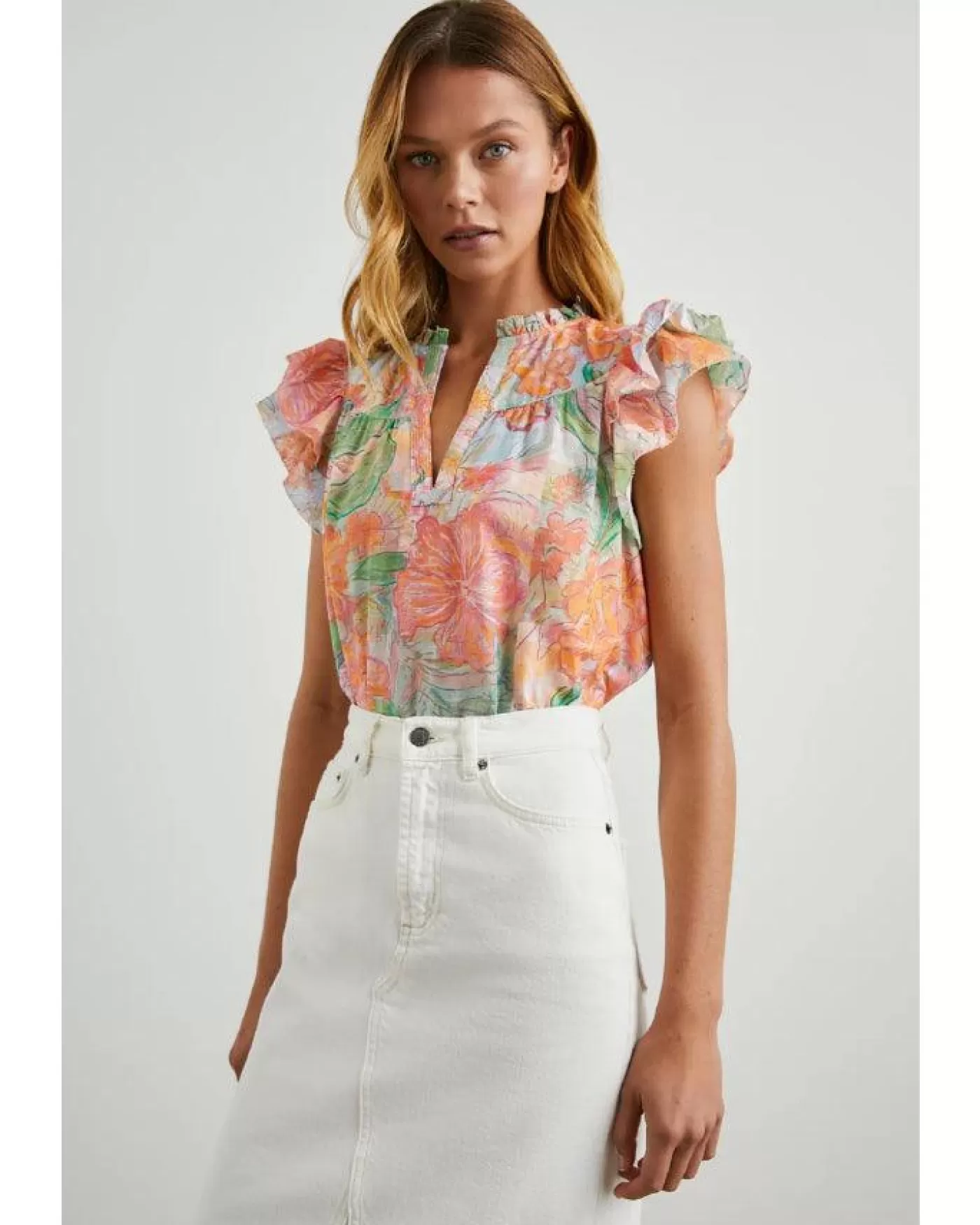 Rails Calista Ruffle Cap Sleeve Top TROPICS Shop