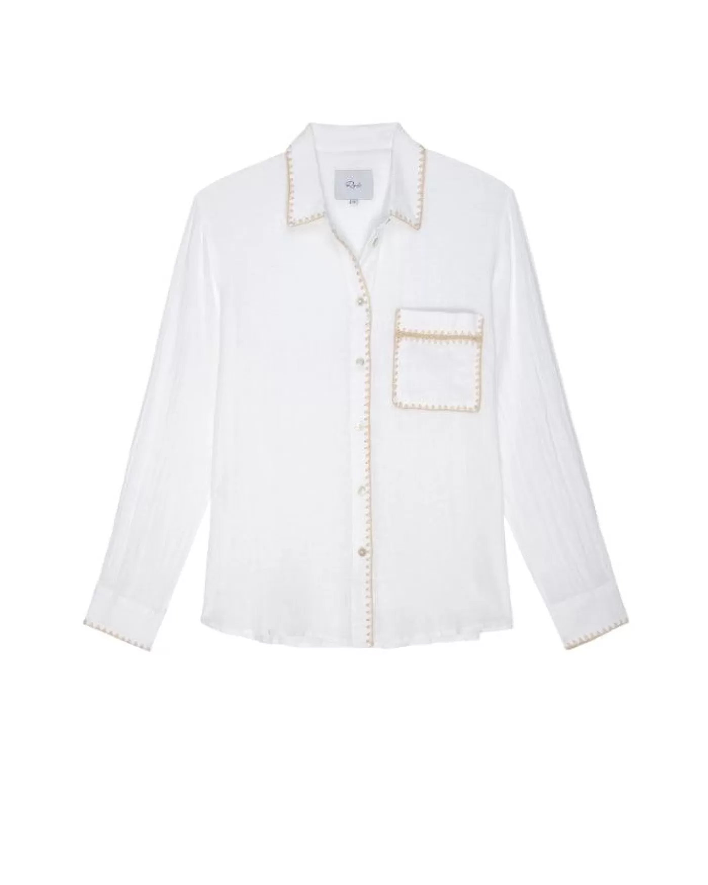 Rails Charli White Blanket Stitch Trim Shirt WHITEBLANKETSTITCH Hot