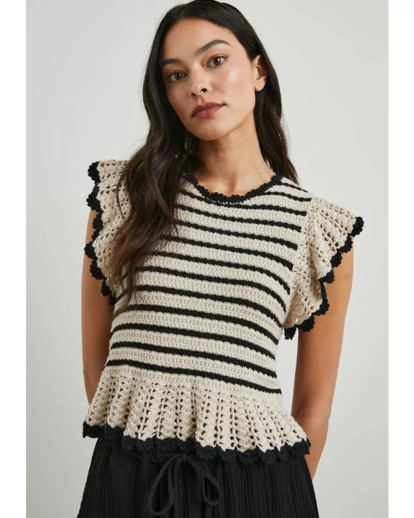 Rails Coen Peekaboo Sleeve Top OATMEALBLACK Flash Sale