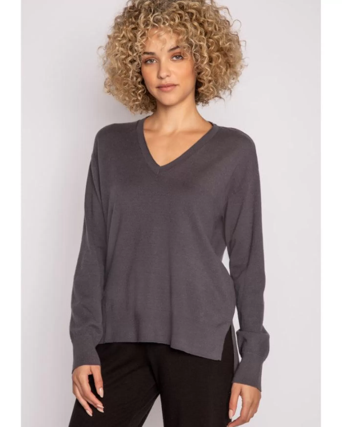 P.J. Salvage Slounge Town Hemp Knit PJ Pullover Charcoal Shop